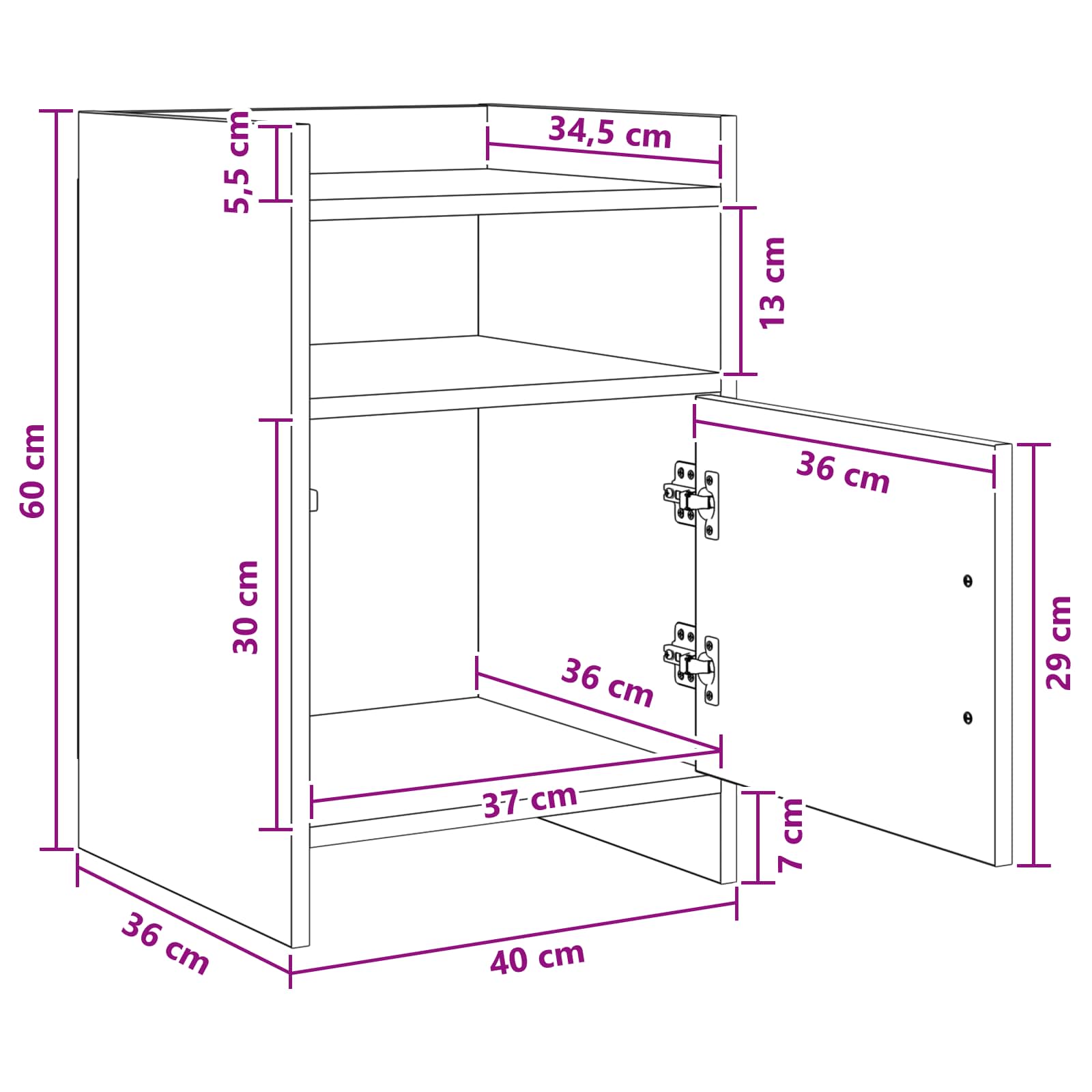 Noćni ormarići Betonska siva 40 x 36 x 60 cm Konstruirano drvo