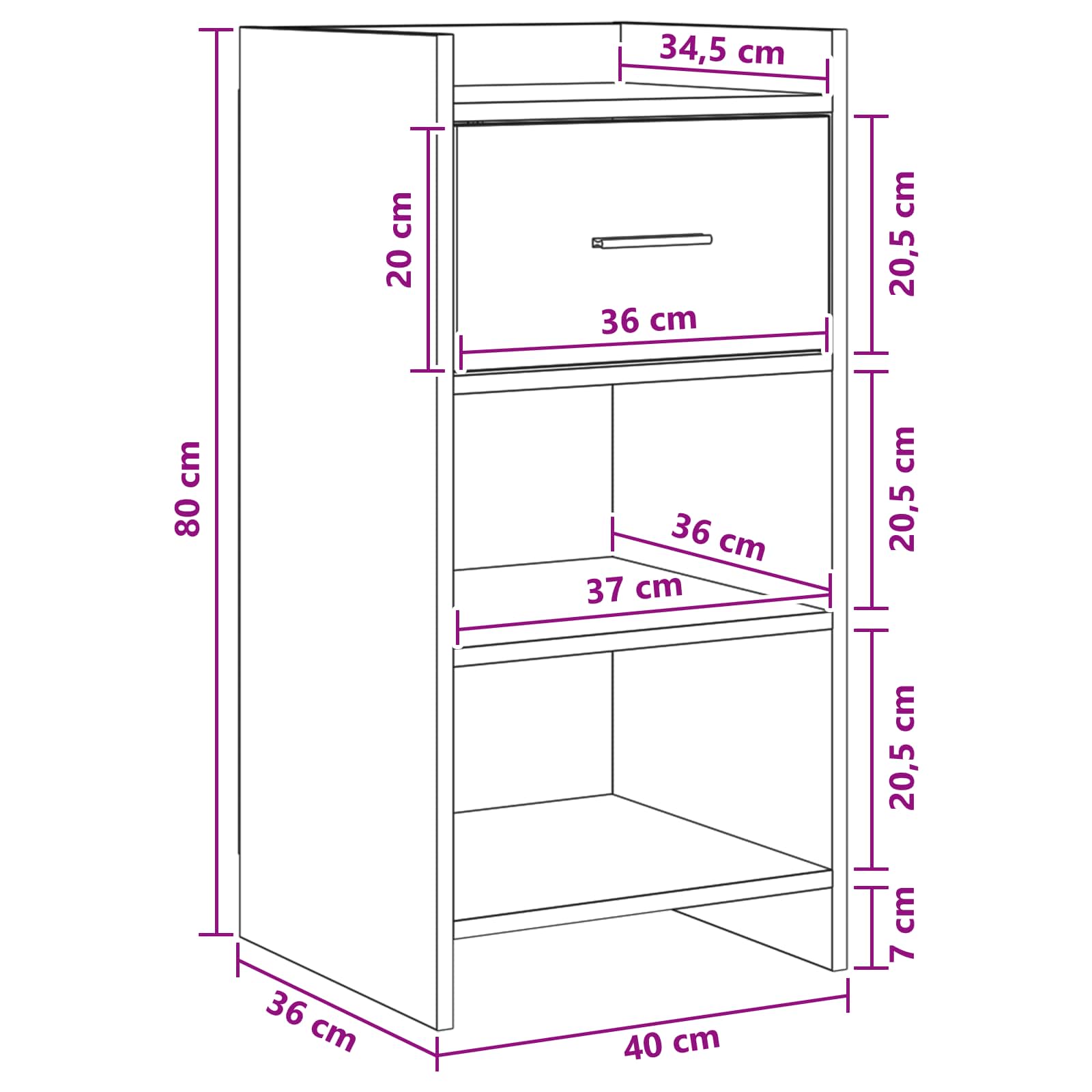 Kreveta Siva Sonoma 40 x 36 x 80 cm Konstruirano drvo