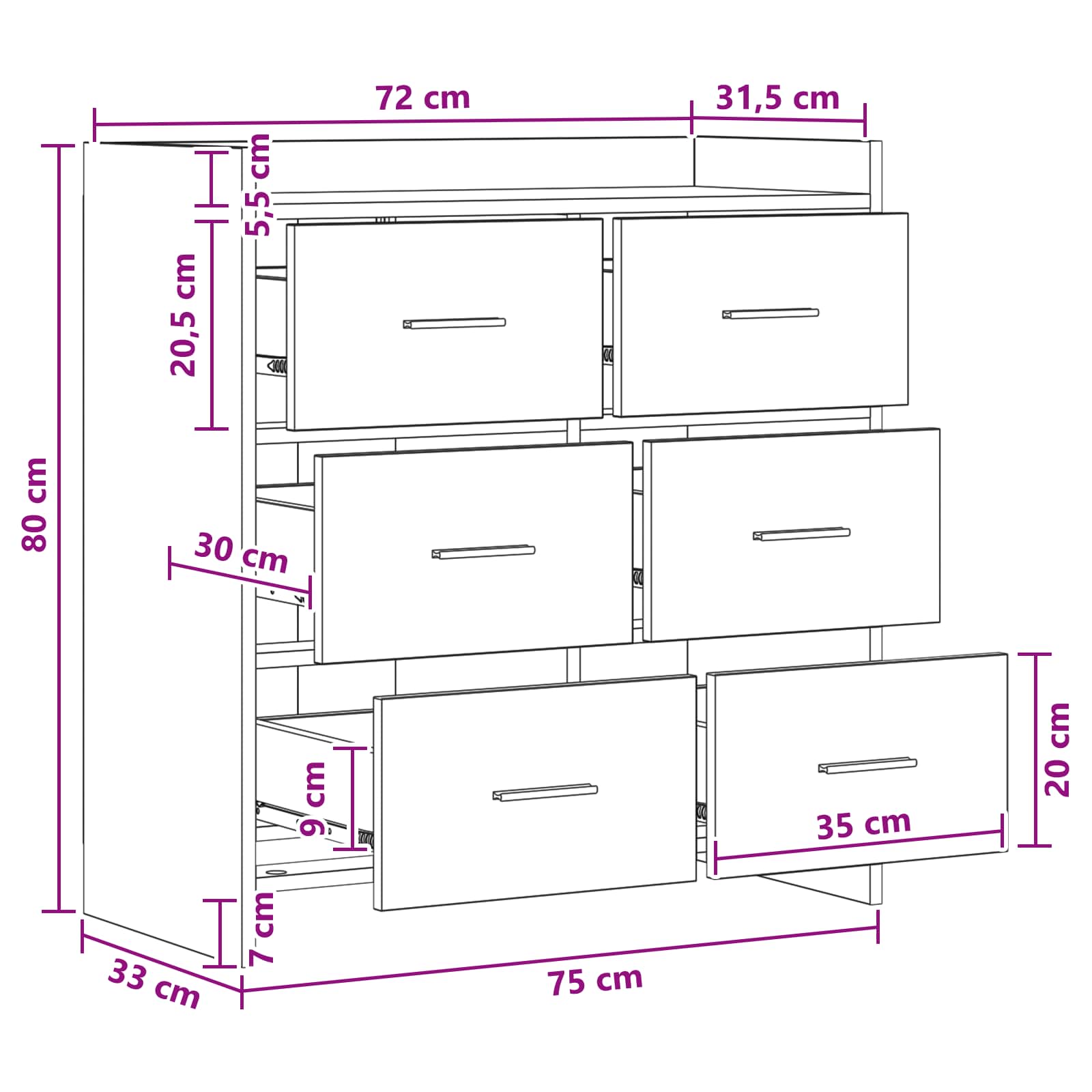 Kreveta Crni hrast 75 x 33 x 80 cm Konstruirano drvo