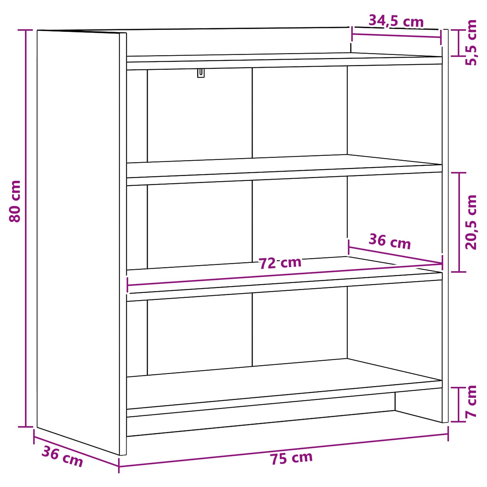 Kreveta Crni hrast 75 x 36 x 80 cm Konstruirano drvo