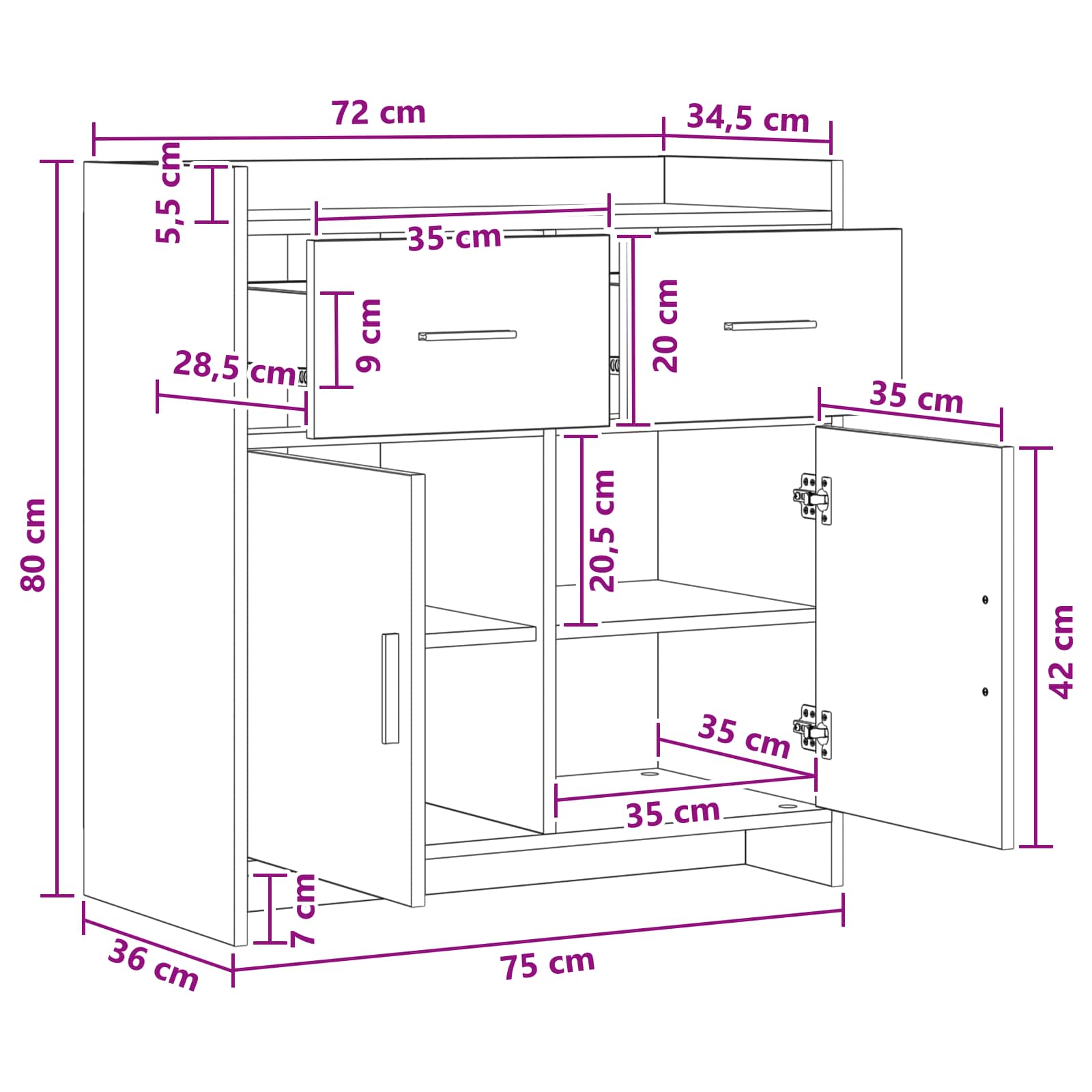 Kreveta Dimljeni hrast 75 x 36 x 80 cm Konstruirano drvo