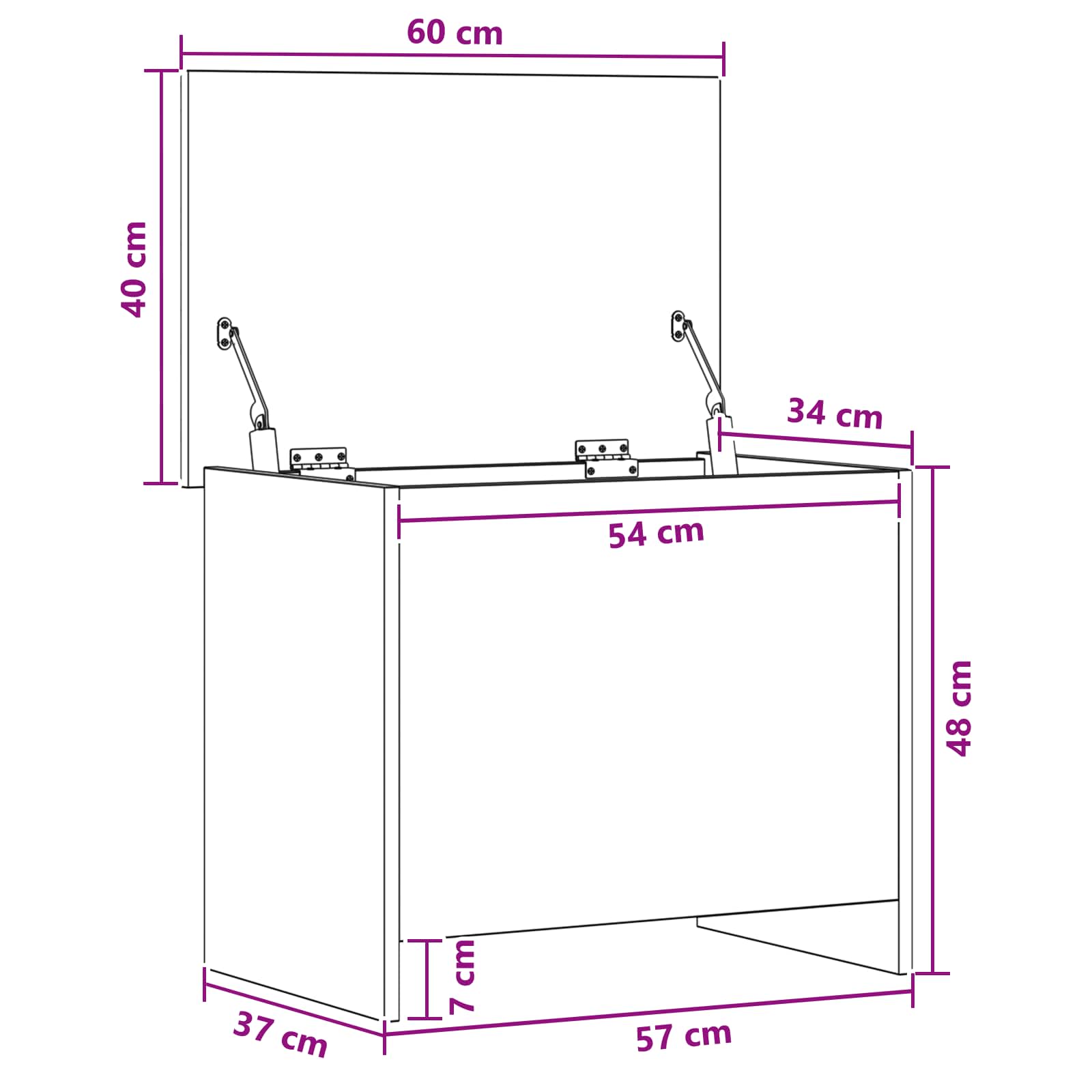 Skladišni kovčeg Crni hrast 60 x 40 x 50 cm Konstruirano drvo