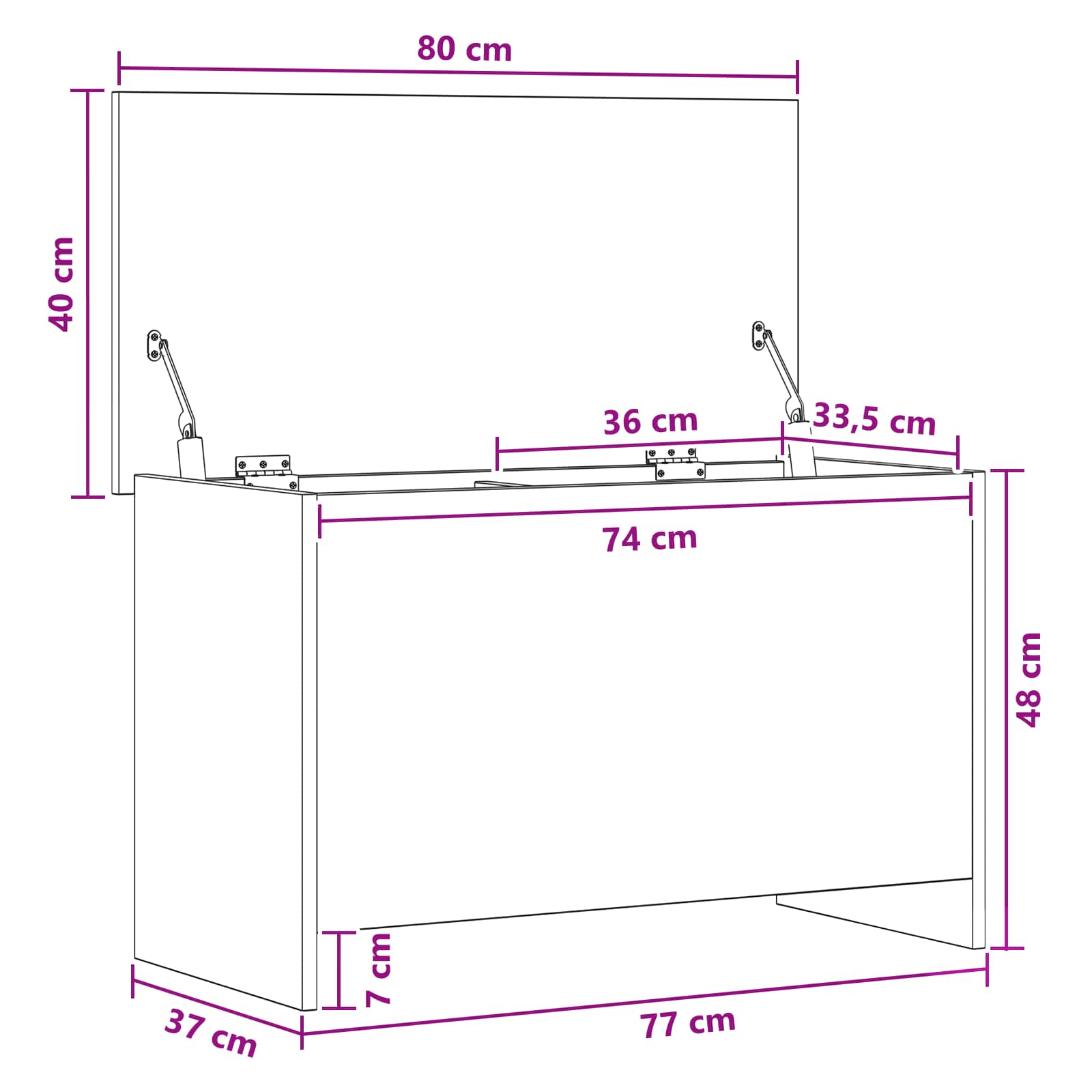 Skladišni kovčeg s pohranom Betonska siva 80 x 40 x 50 cm