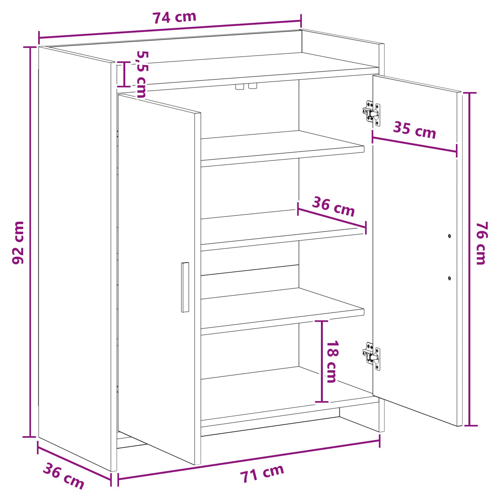 Ormar za cipele Siva Sonoma 73,5 x 36 x 92 cm Konstruirano drvo