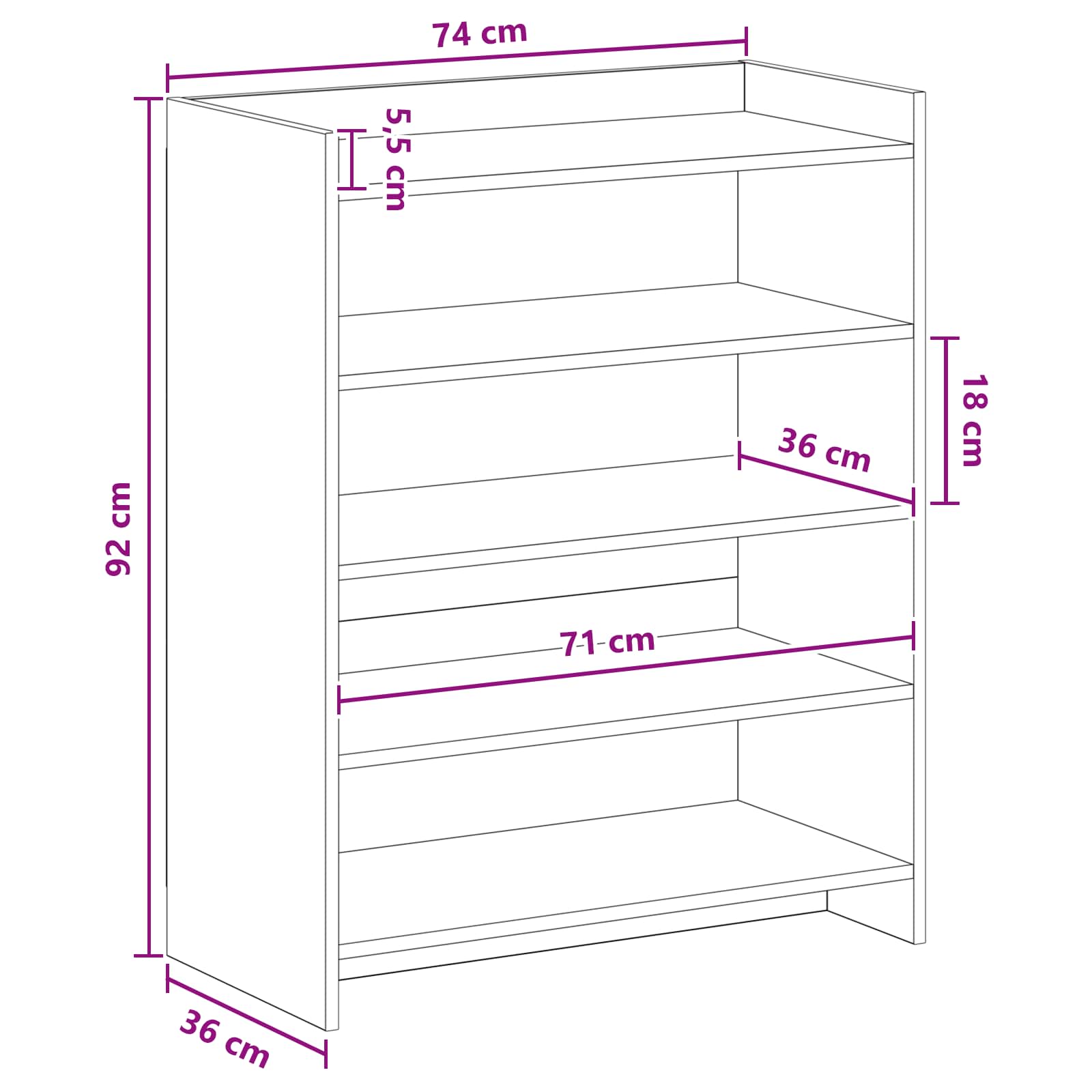 Ormar za cipele s pohranom Dimljeni hrast 73,5 x 36 x 92 cm