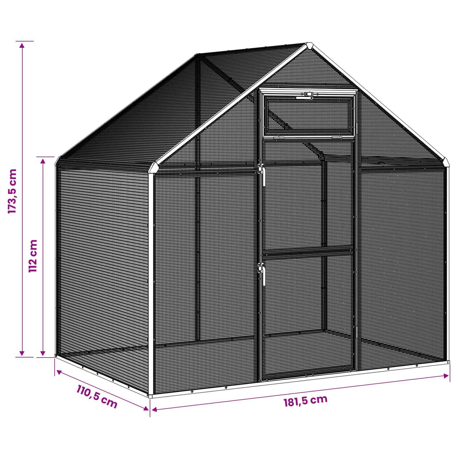 Kavez za ptice Srebrna 181,5 x 110,5 x 173,5 cm
