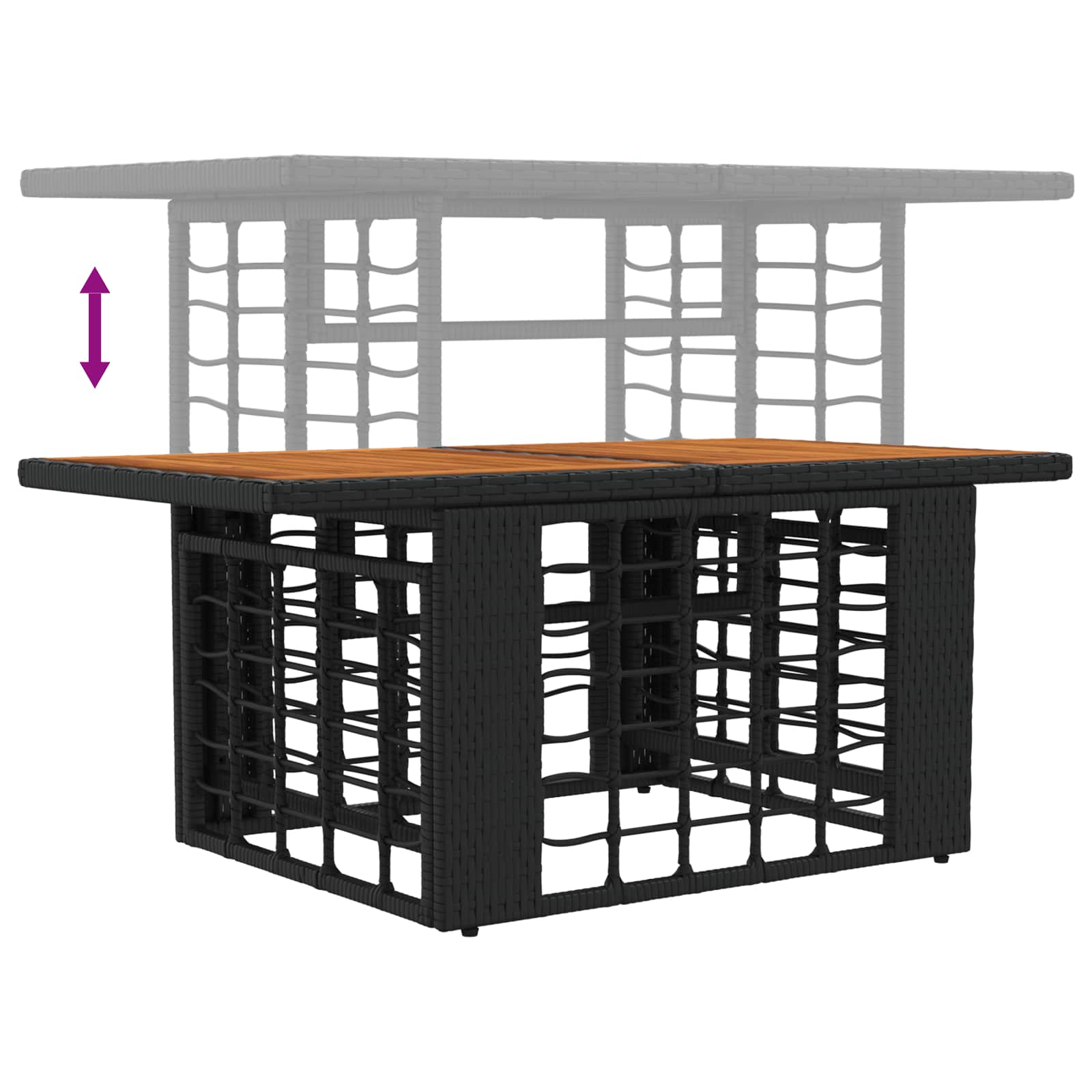 Stol za vrt Crna i prirodna 100 x 55 x 37 cm PE Rattan i Staklo