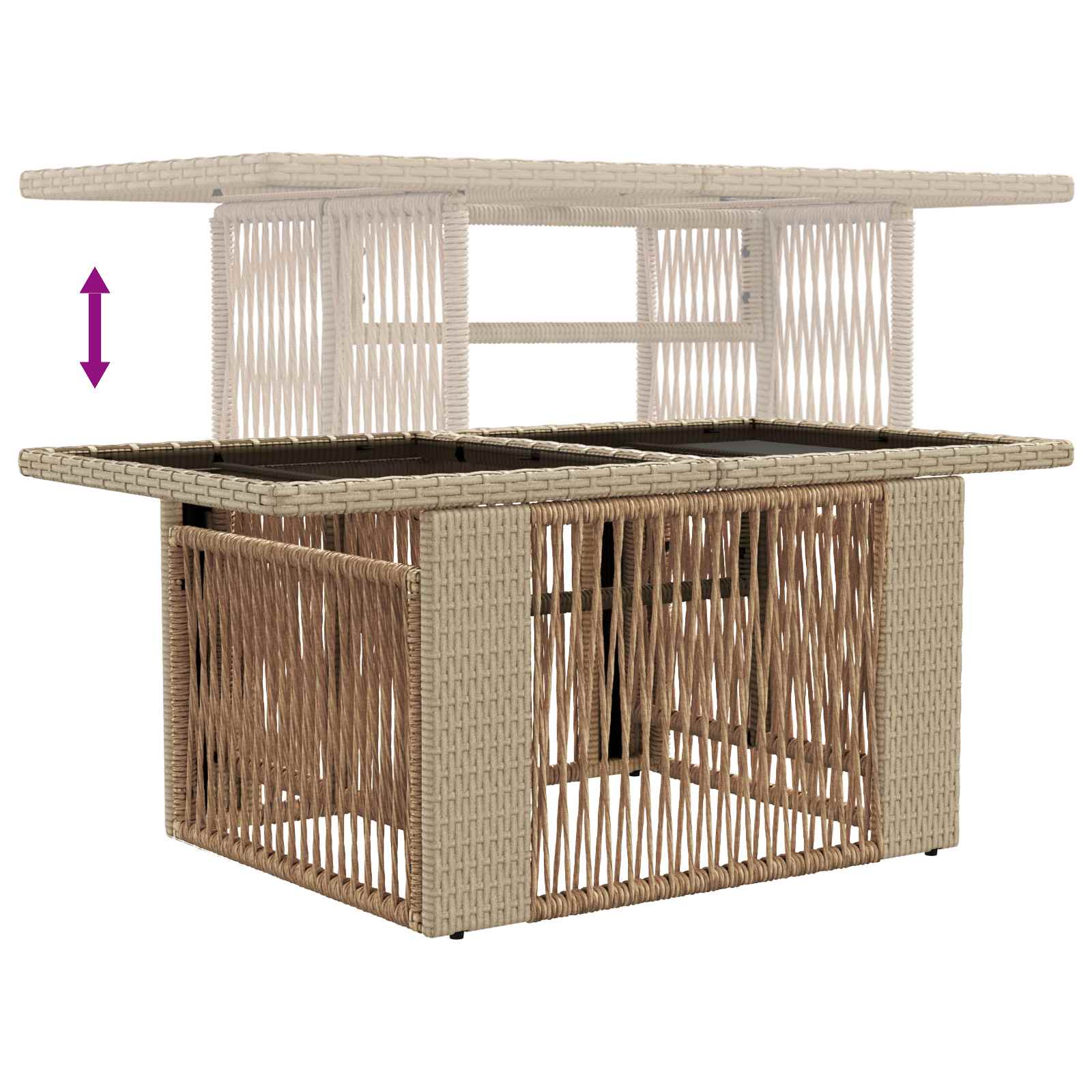 Stol za vrt Bež 100 x 55 x 37 cm PE Rattan i Staklo