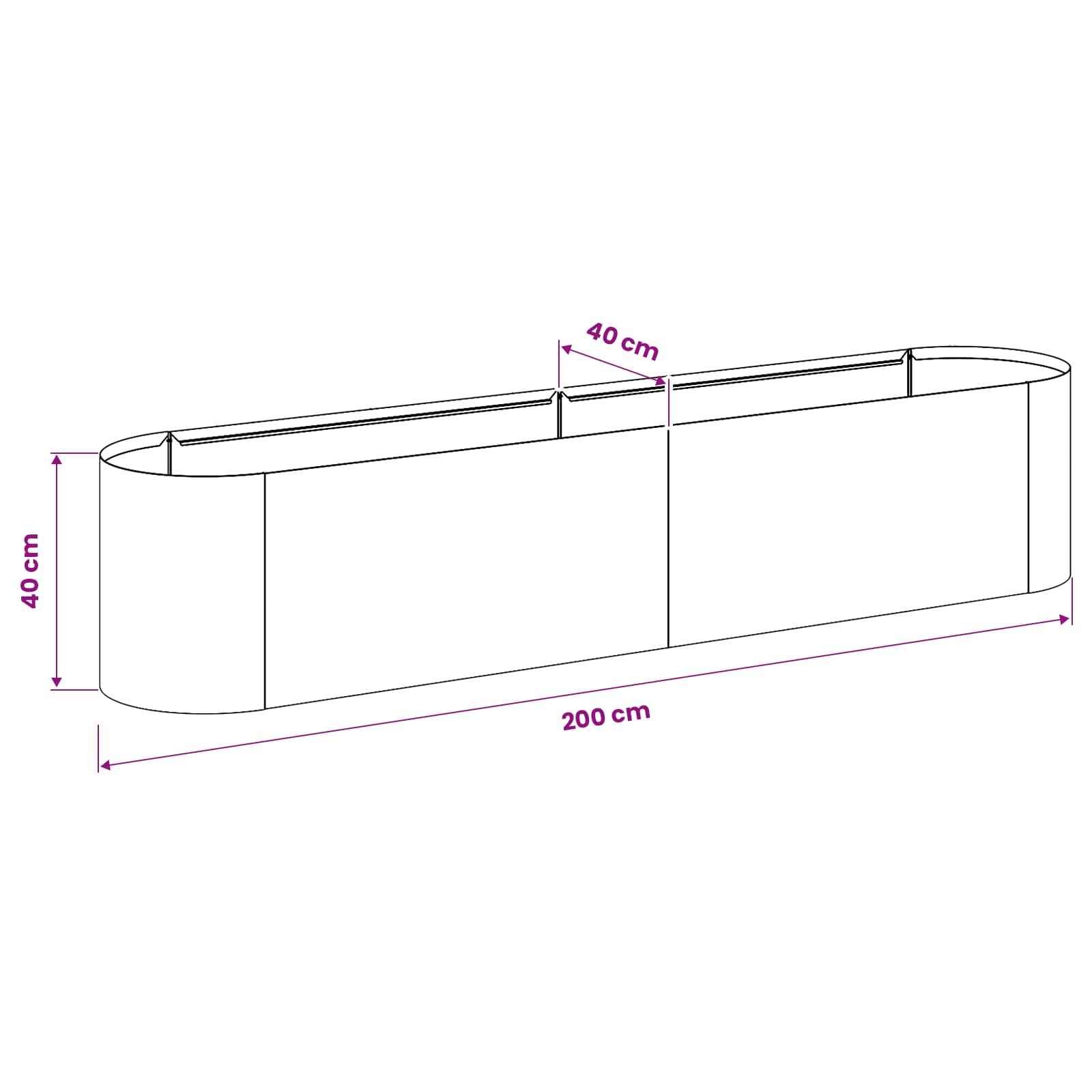 Povišeni vrtni krevet Nehrđajući čelik 200 x 40 x 40 cm