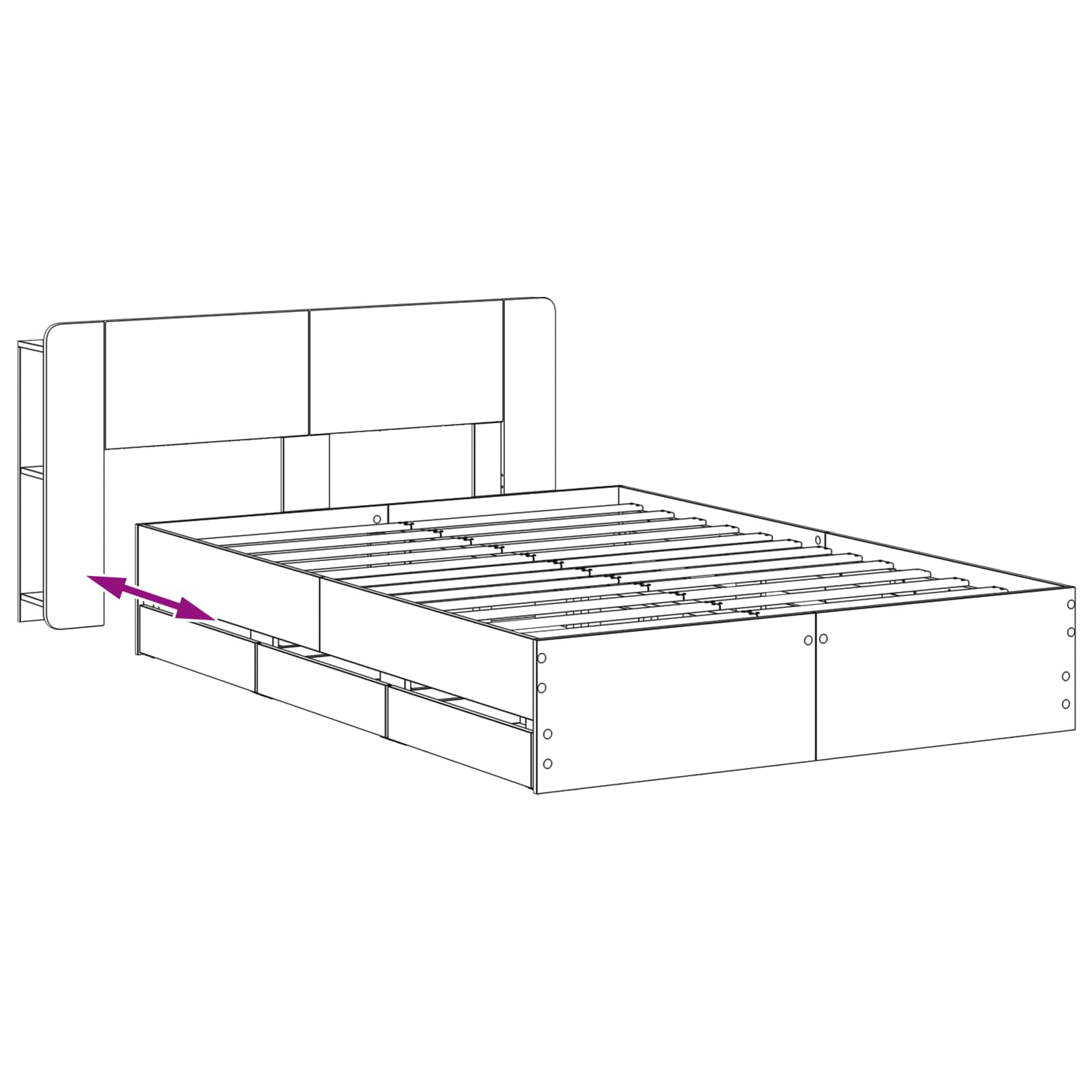 Okvir kreveta s pohranom Crna 160 x 200 cm Konstruirano drvo