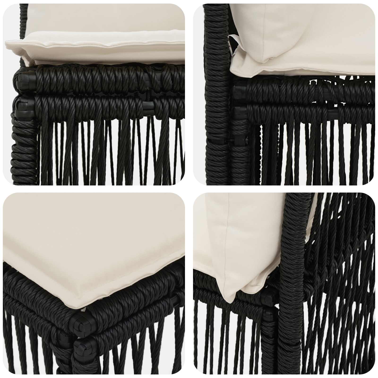 Sjedeća garnitura za vrt 3 pcs Crna poliratan