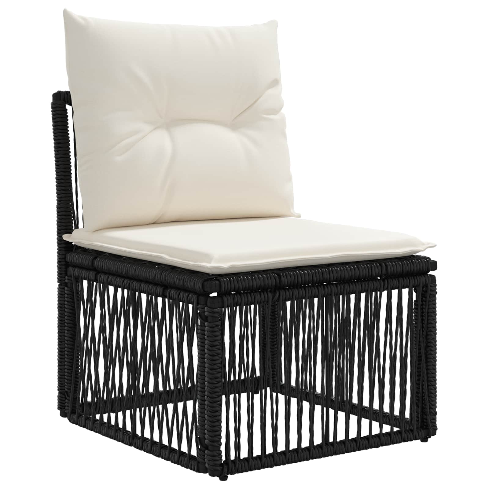 Sjedeća garnitura za vrt 10 pcs Crna i krem-bijela poliratan