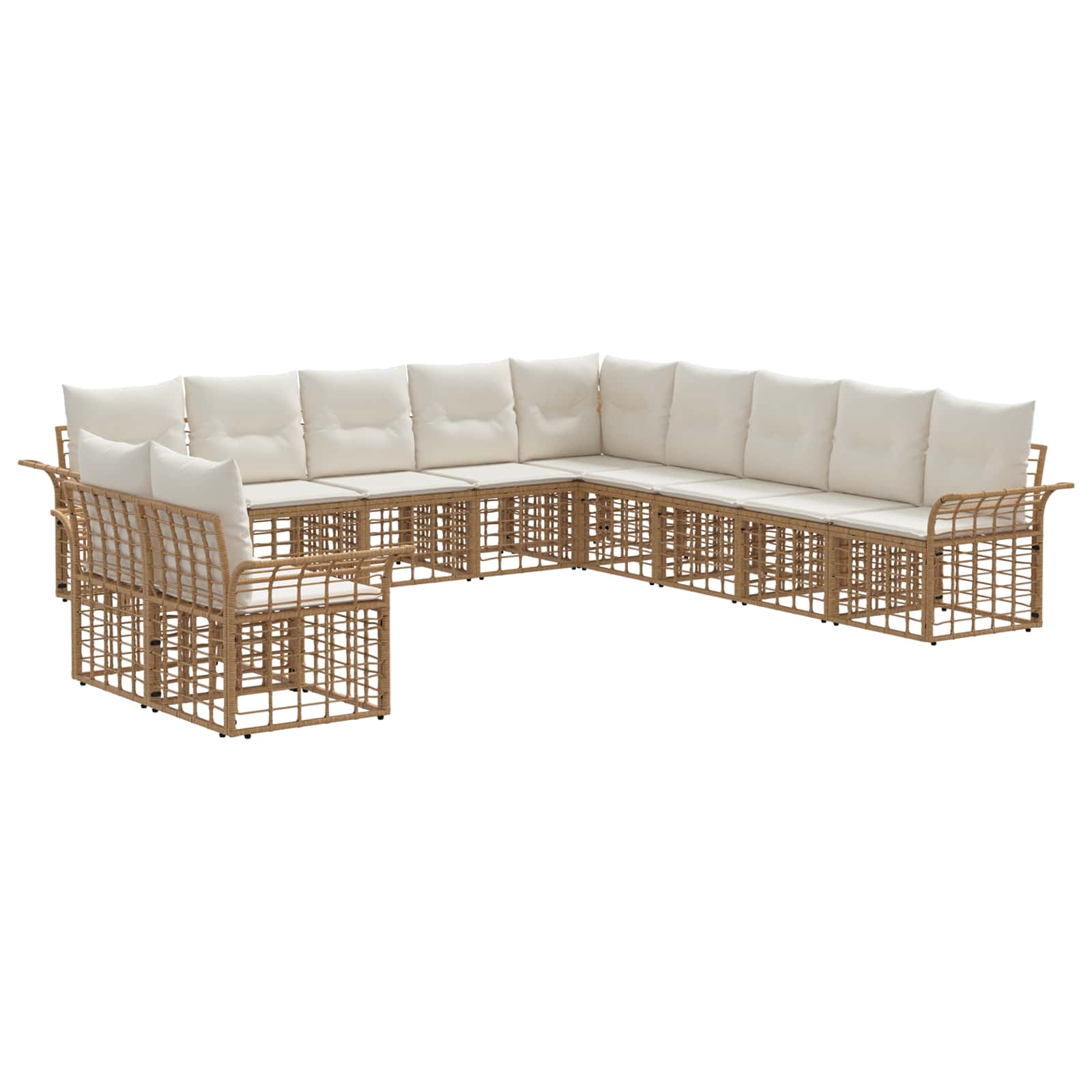 Set vanjskih sofa 11 pcs Prirodna i krema bijela Poliester