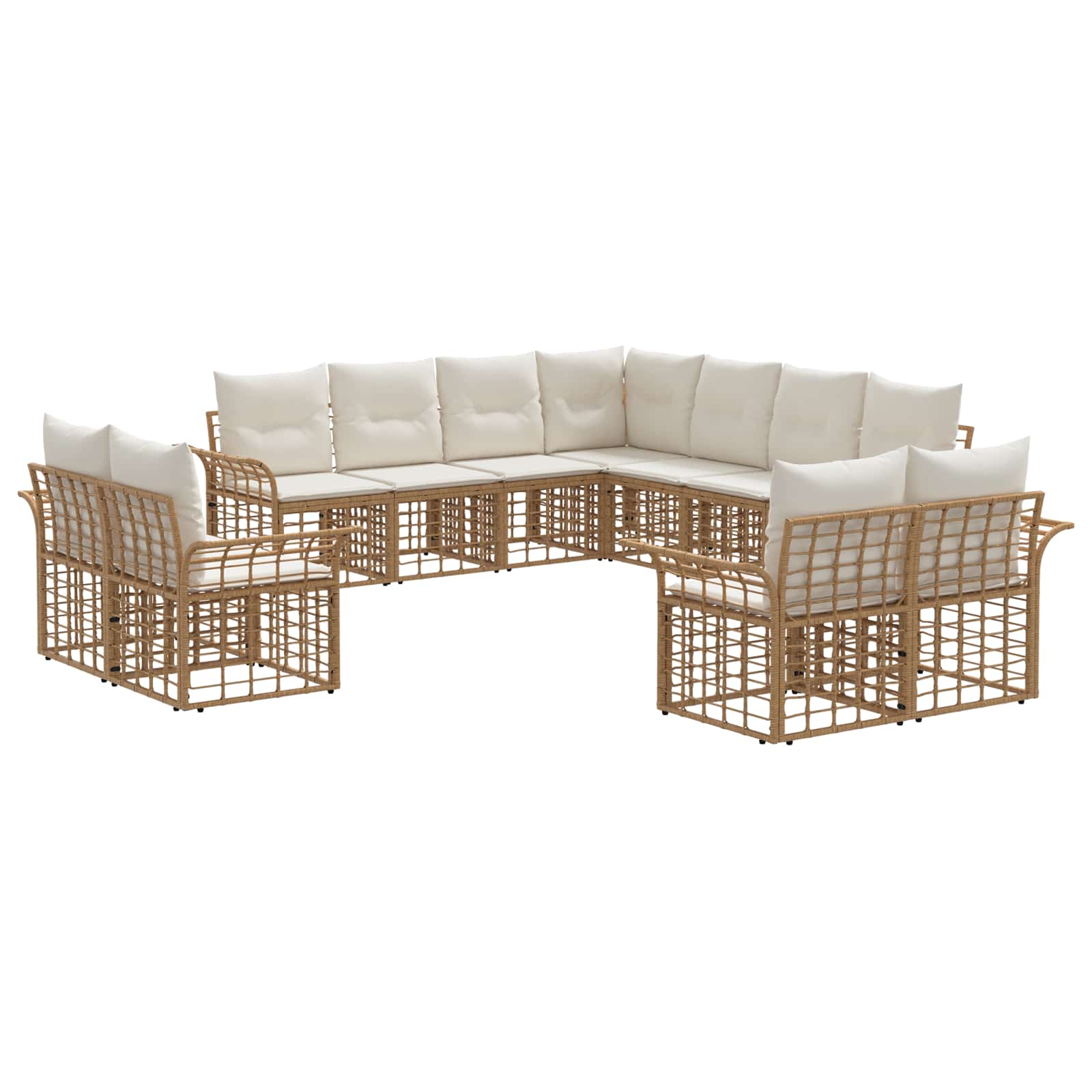 Set vanjskih sofa 11 pcs Prirodna i krema bijela Poliester