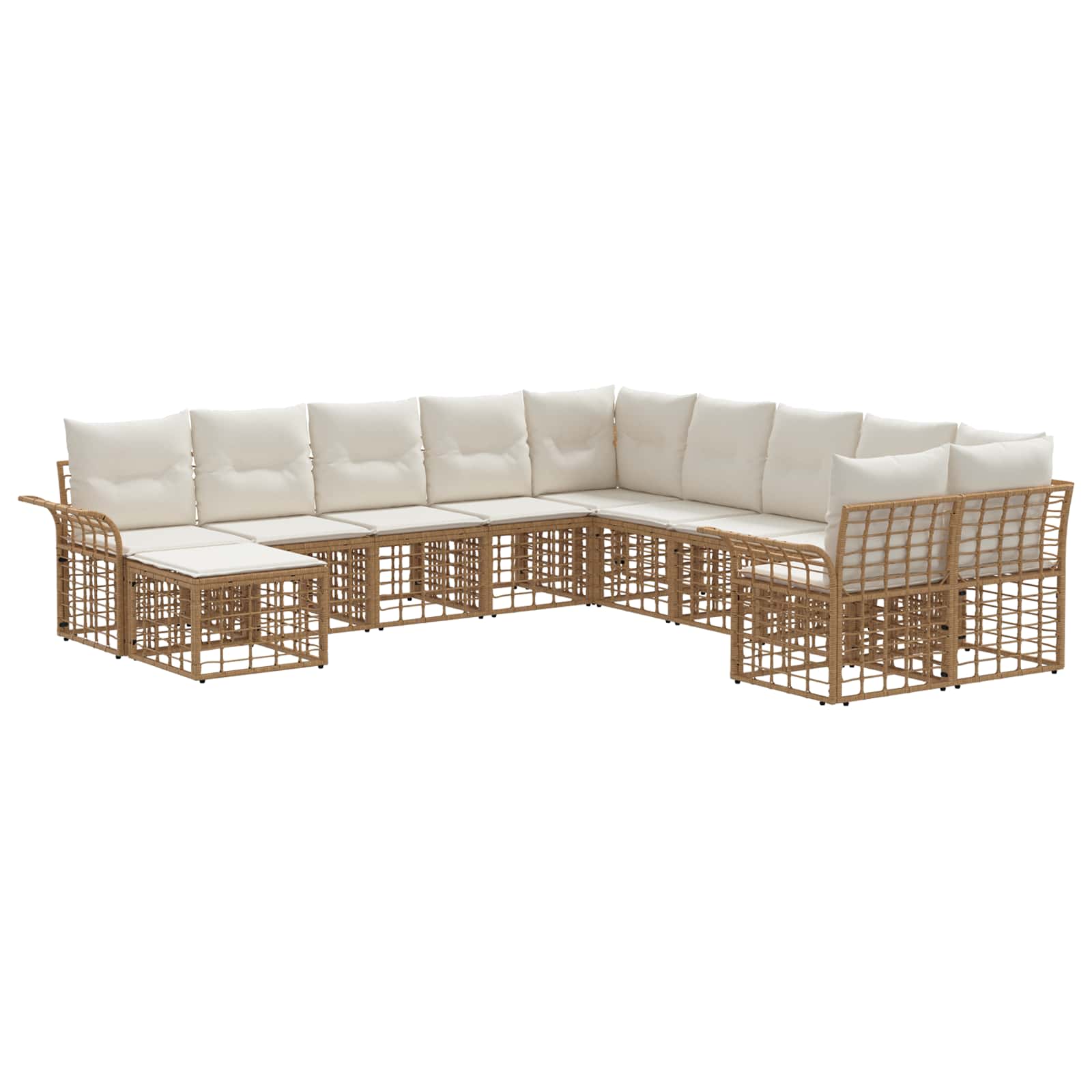 Set vanjskih sofa 11 pcs Prirodna i krema bijela Poliester