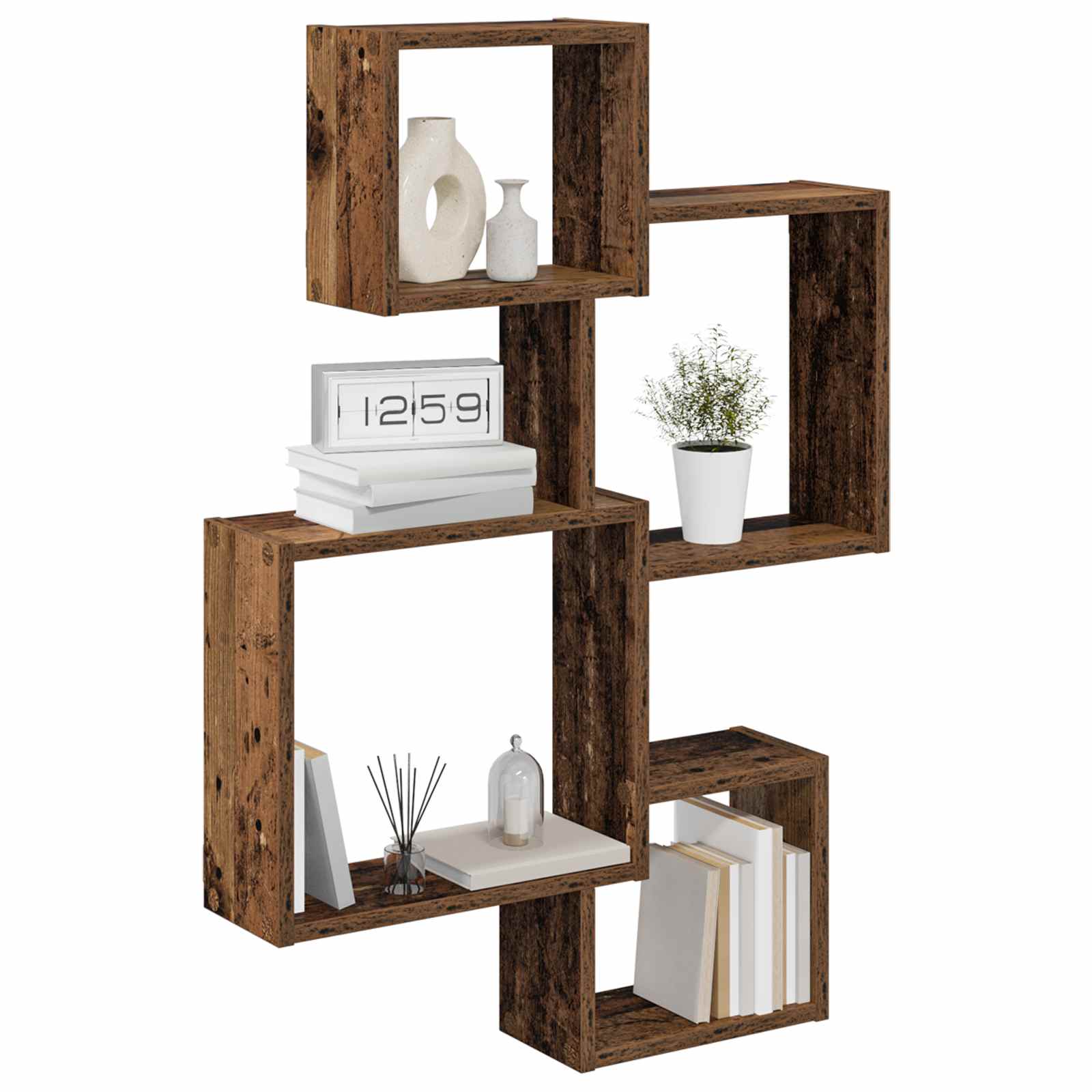 Police u obliku zida Zidna montaža Smeđa 64 x 13,5 x 91,5 cm