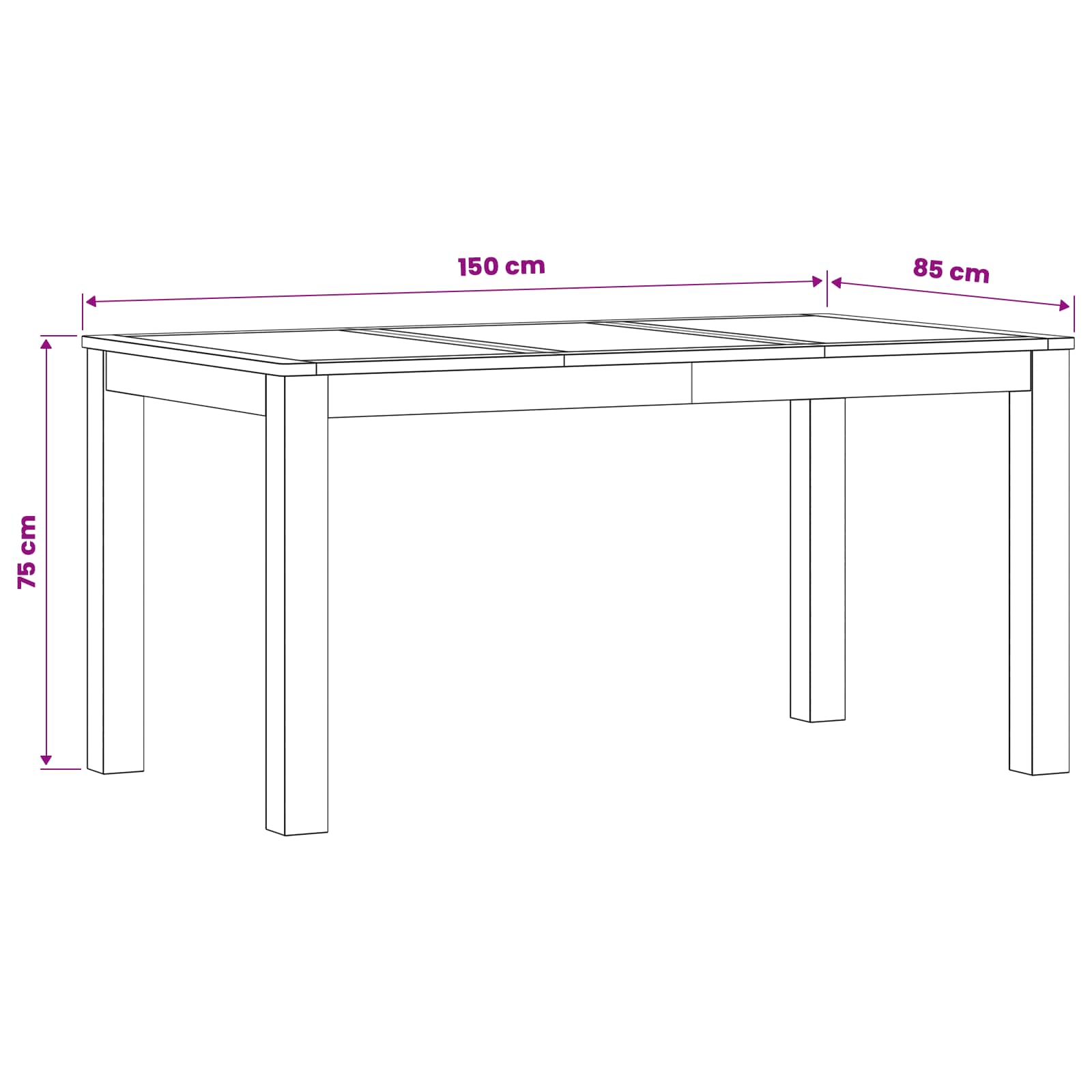Stol za objedovanje 150 x 85 x 75 cm Čvrsto Hrastovo Drvo