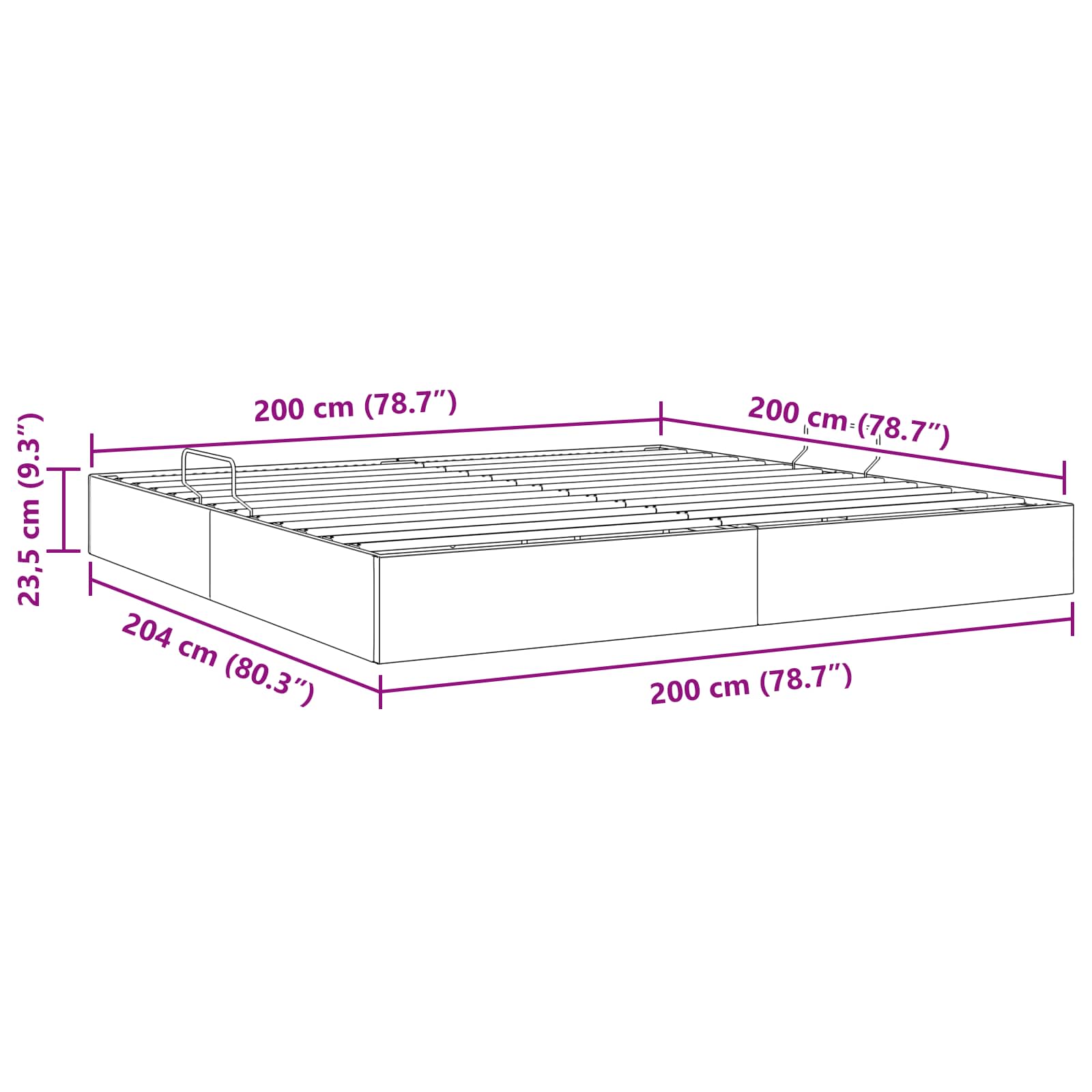 Otomanski krevet s pohranom Crna 200 x 200 cm Baršun