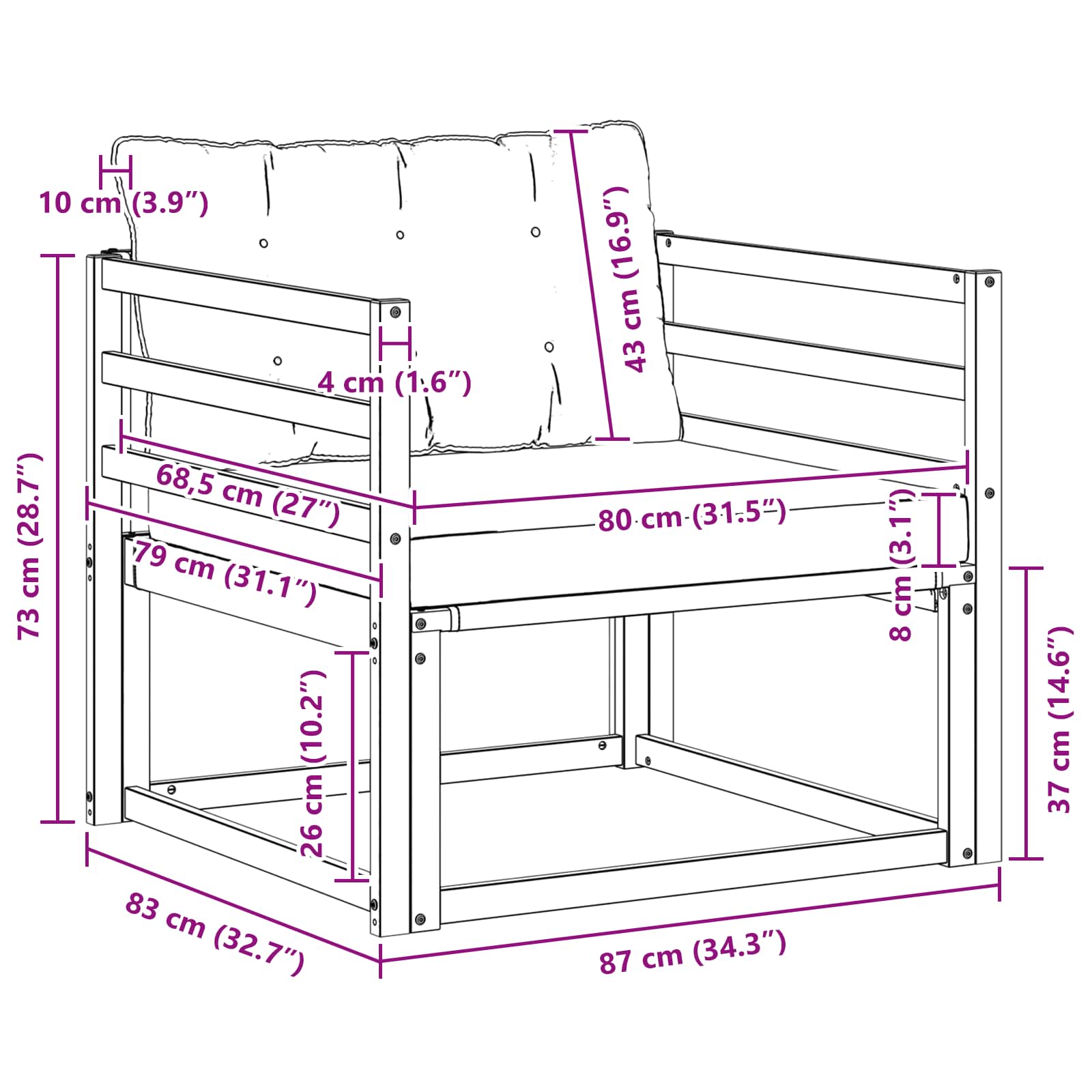 Set vanjskih sofa Čvrsto drvo akacije i Textilene Bijela
