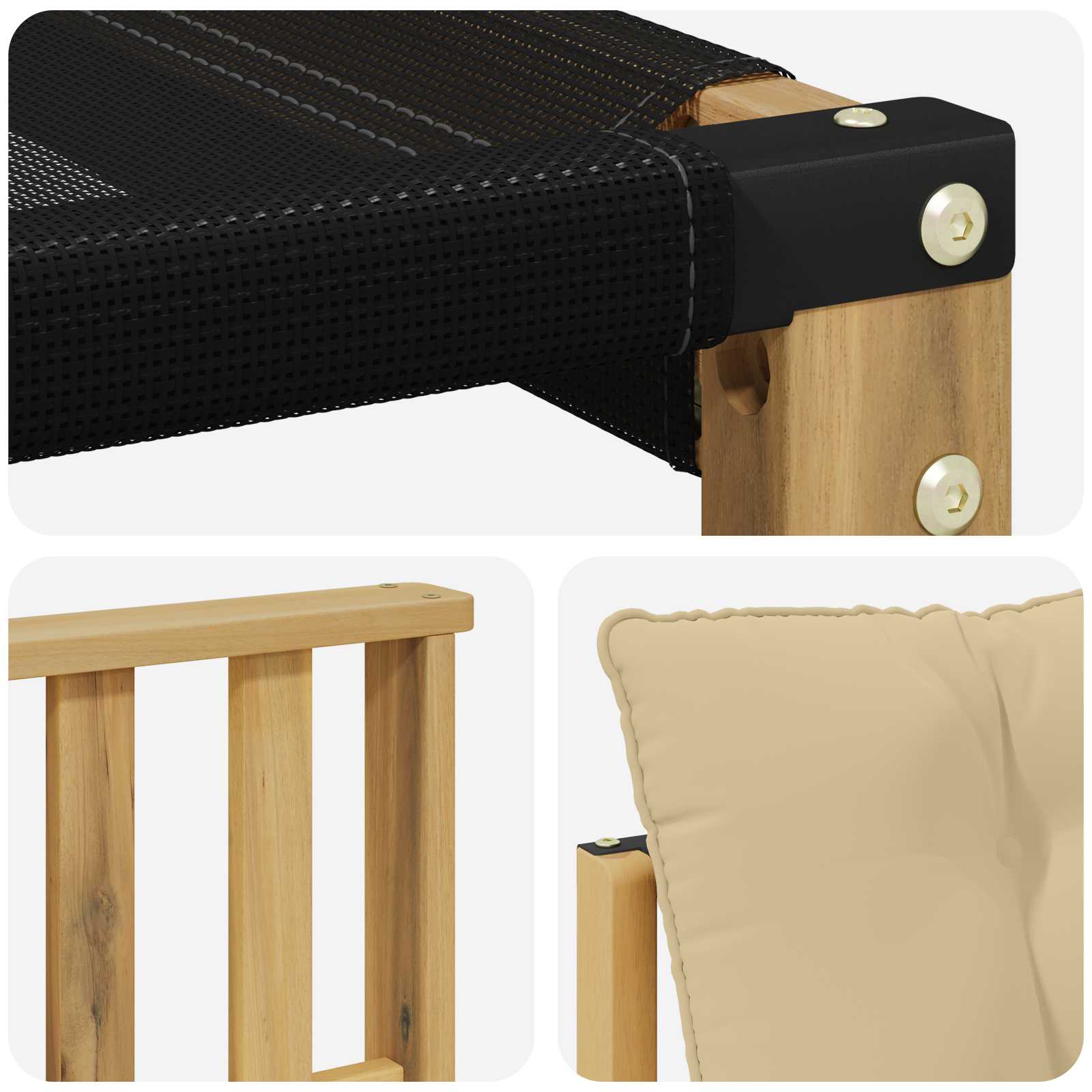 Set vanjskih sofa Čvrsto drvo akacije i Textilene Bijela
