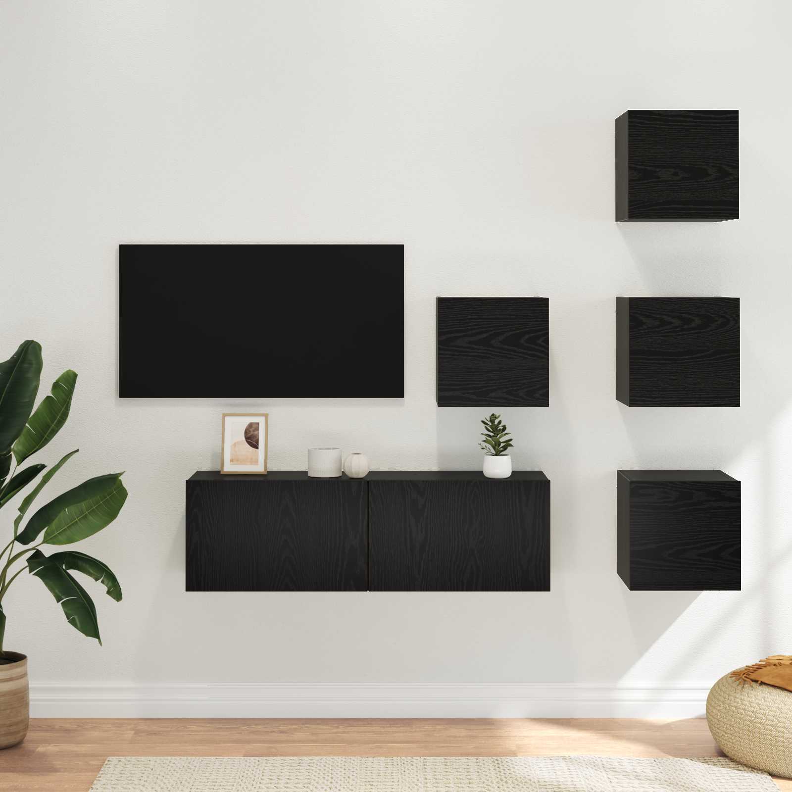 Set TV komoda 5 pcs 100 x 30 x 30 cm Crni hrast