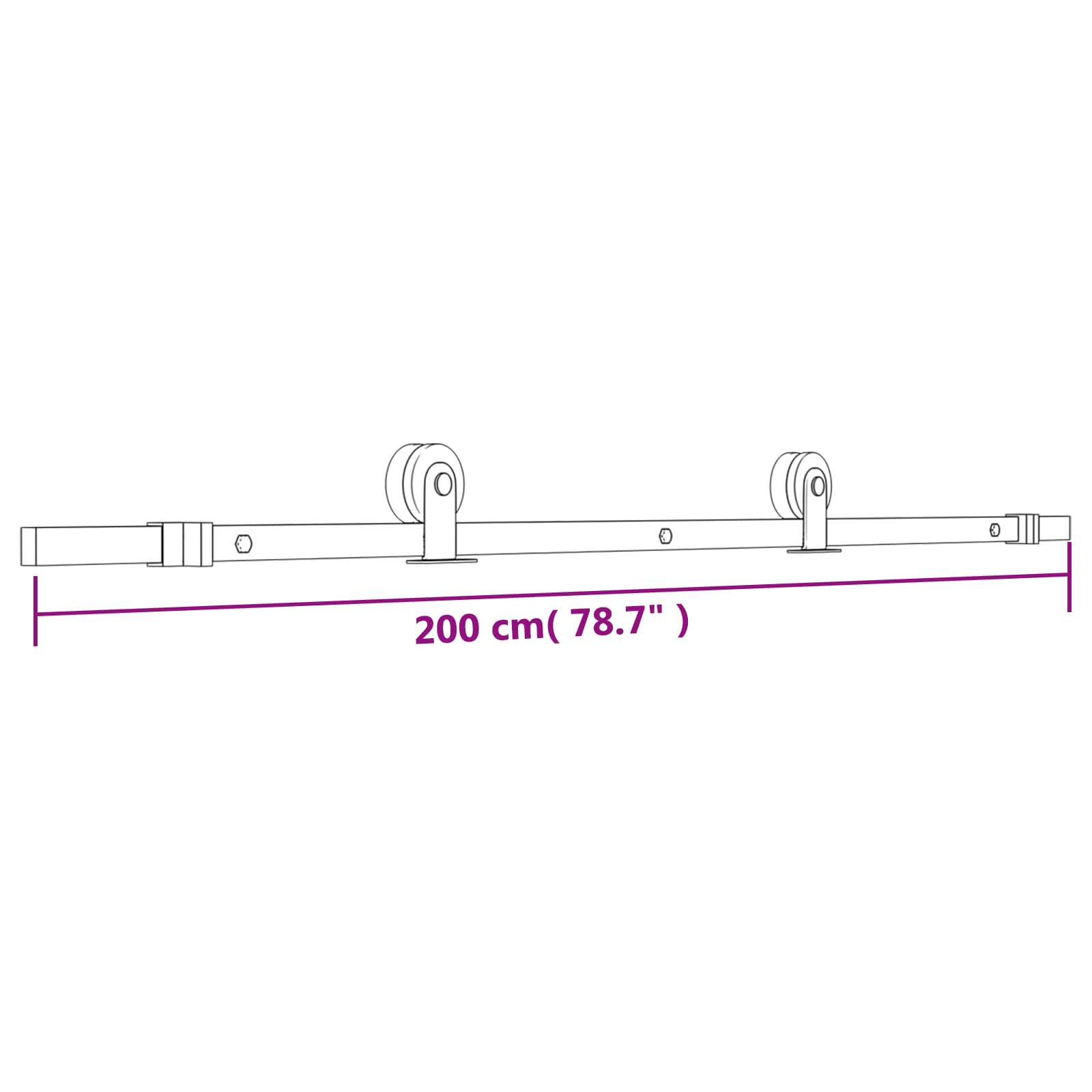 Klizna vrata Prirodna i crna 85 x 210 cm Čvrsta borovina