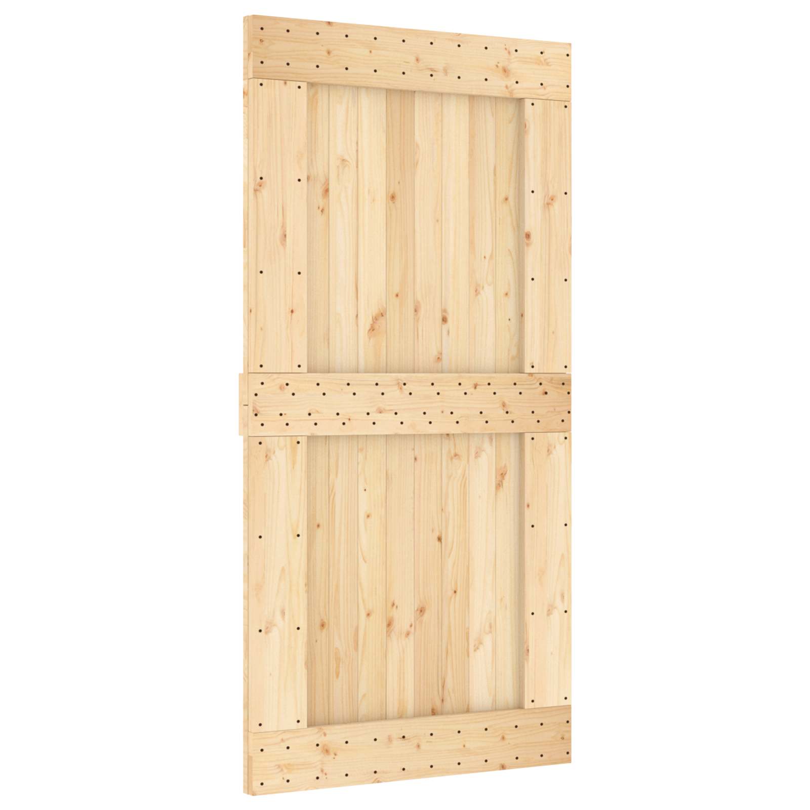 Klizna vrata Prirodna i crna 100 x 210 cm Čvrsta borovina