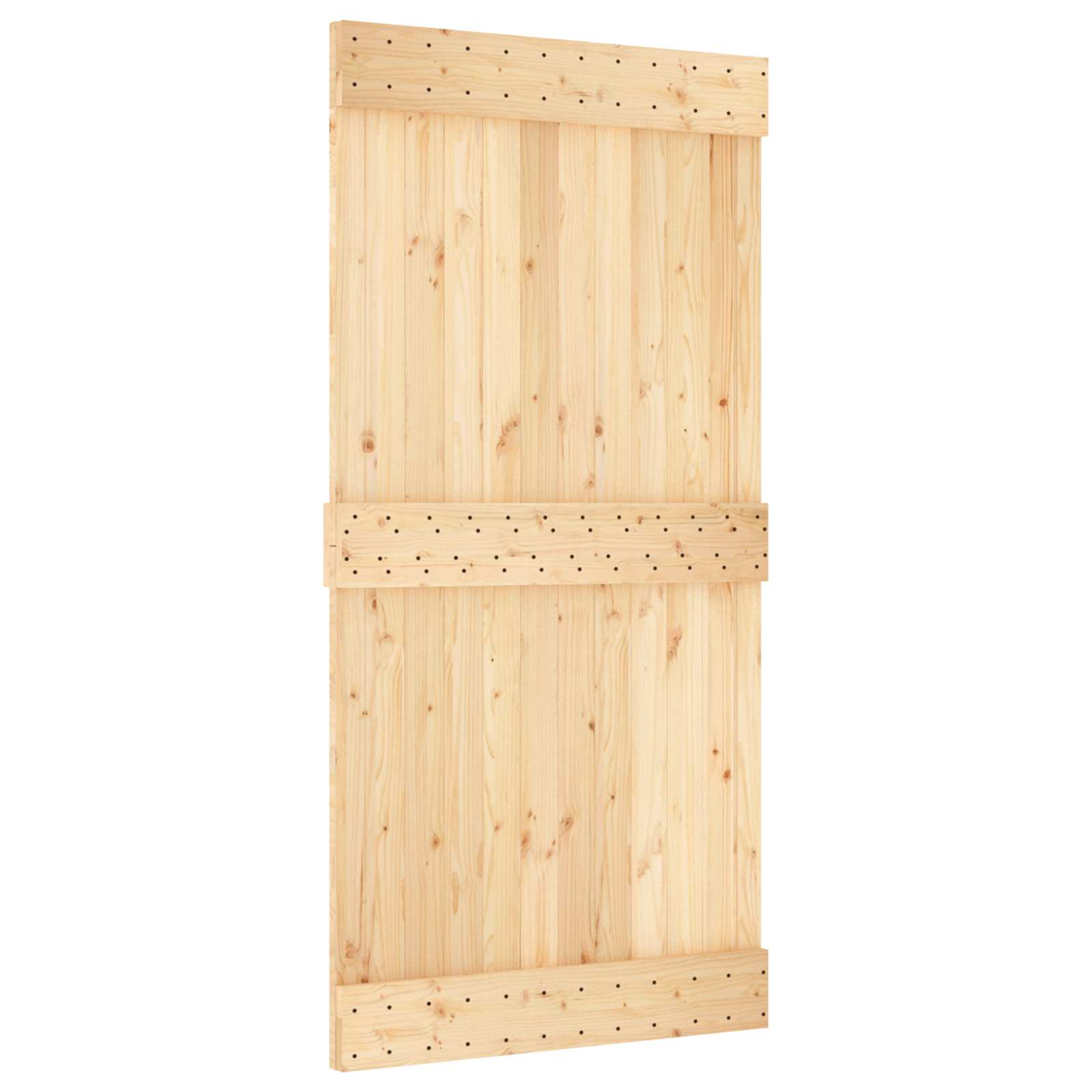 Klizna vrata Prirodna i crna 100 x 210 cm Čvrsta borovina