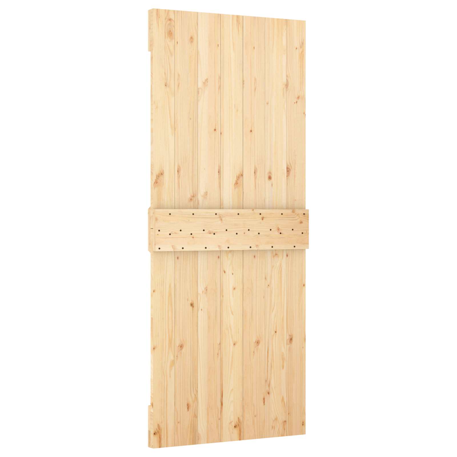 Klizna vrata Prirodna i crna 85 x 210 cm Čvrsta borovina