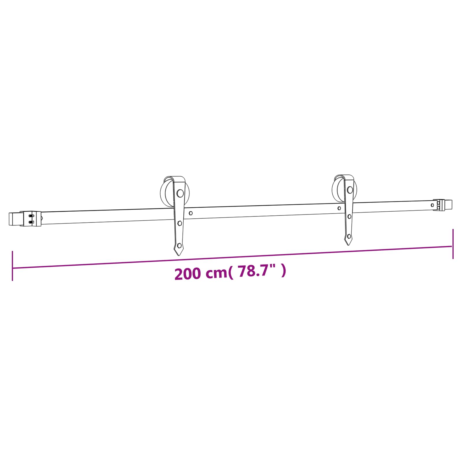 Klizna vrata Prirodna i crna 85 x 210 cm Čvrsta borovina