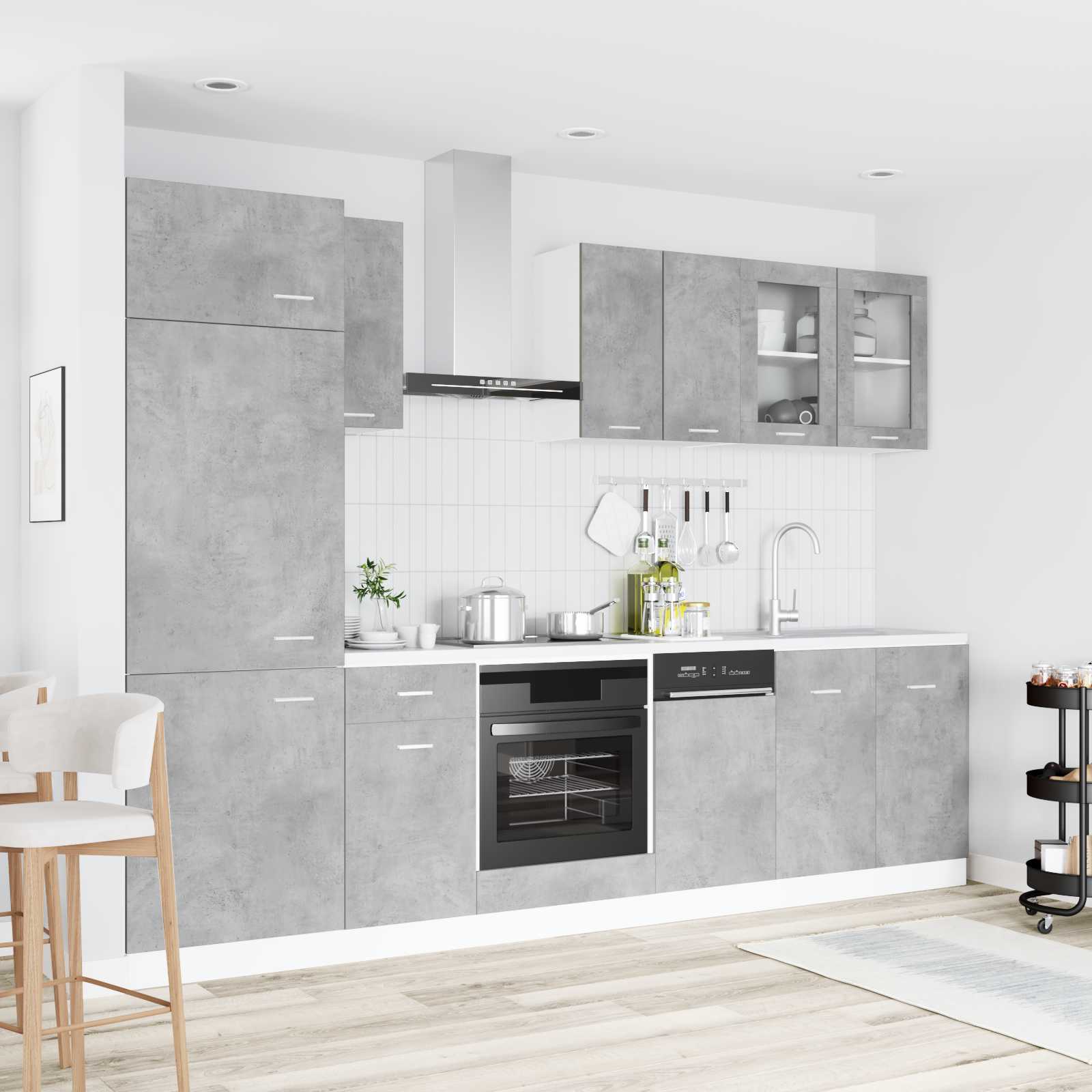 Kuhinjska jedinica Lyon 8 pcs Betonska siva Konstruirano drvo