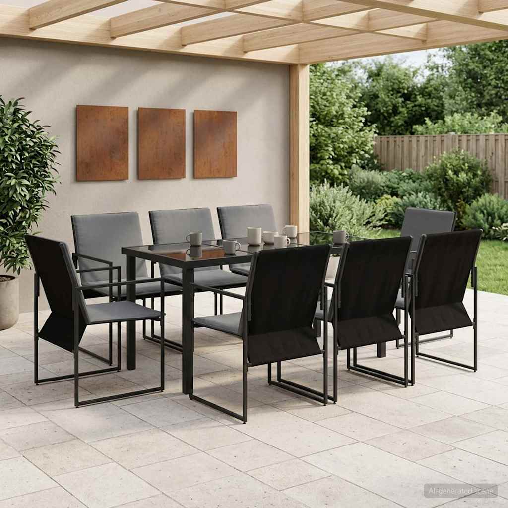Vrtni set za objed 9 pcs Crna i antracit 160 x 80 x 73 cm