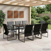 Vrtni set za objed 9 pcs Crna i antracit 160 x 80 x 73 cm