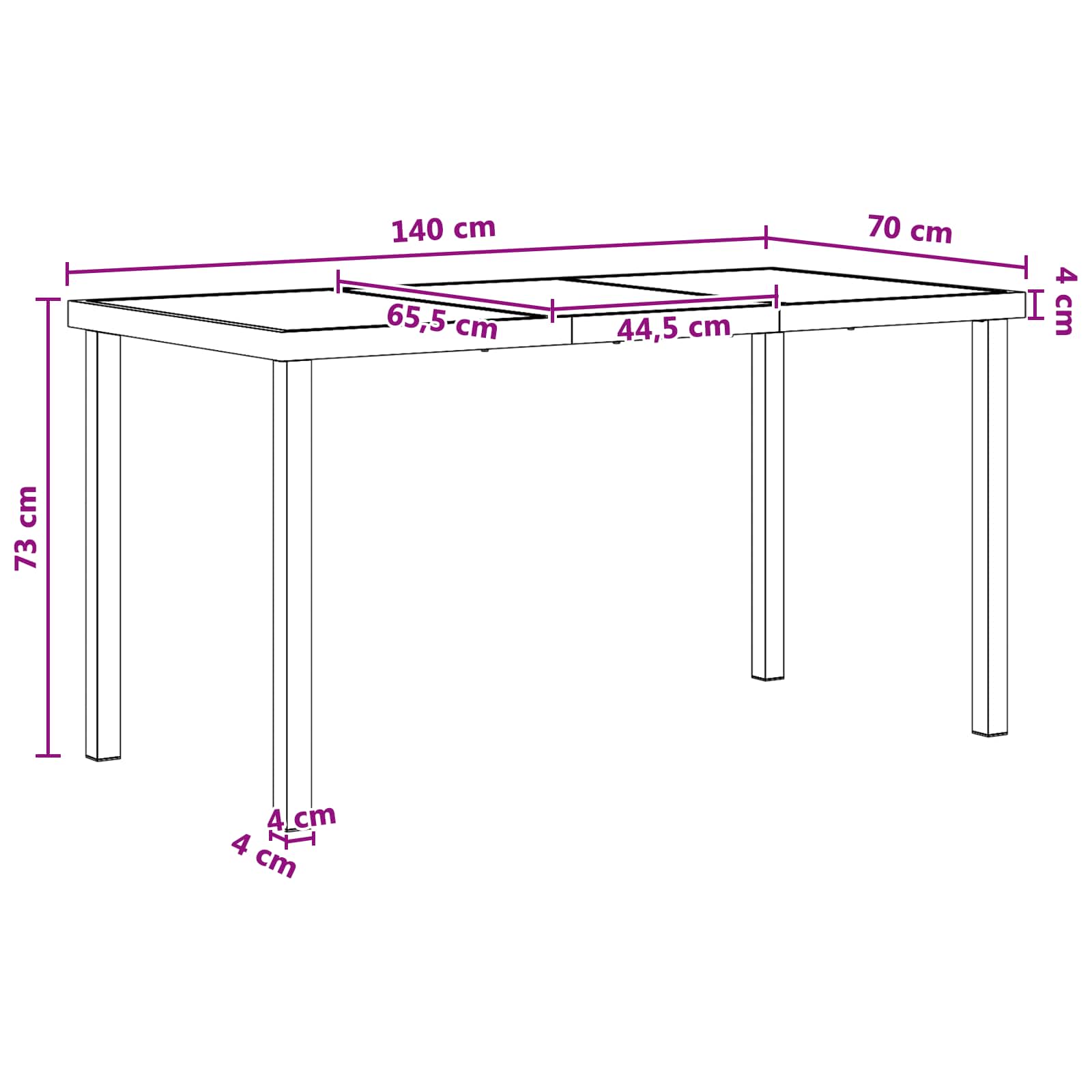 Vrtni set za objed 5 pcs Crna i antracit 140 x 80 x 73 cm