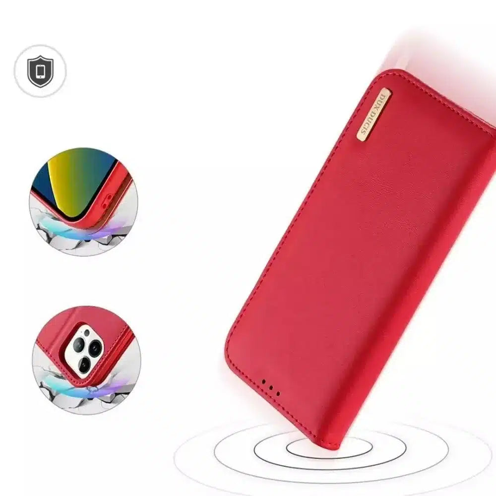 Dux Ducis Hivo bookcase torbica od kože za Apple iPhone 15 Pro Max crvena