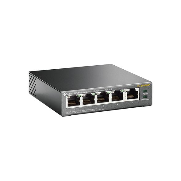 TP-Link TL-SG1005P Neupravljano Gigabit Ethernet (10/100/1000) Podrška za napajanje putem Etherneta (PoE) Crno