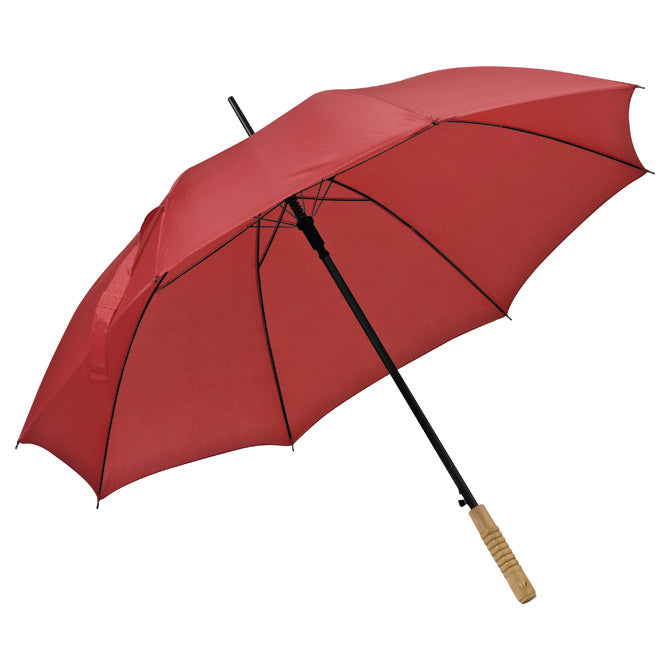DEŽNIK AUTOMATIK Z LESENIM ROČAJEM EASY 508605 RDEČI