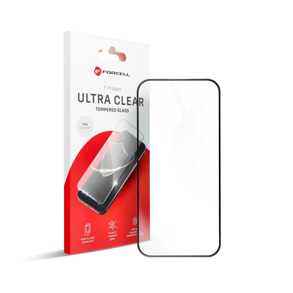 Kaljeno staklo Forcell Ultra Clear Glass za iPhone 16 - crno