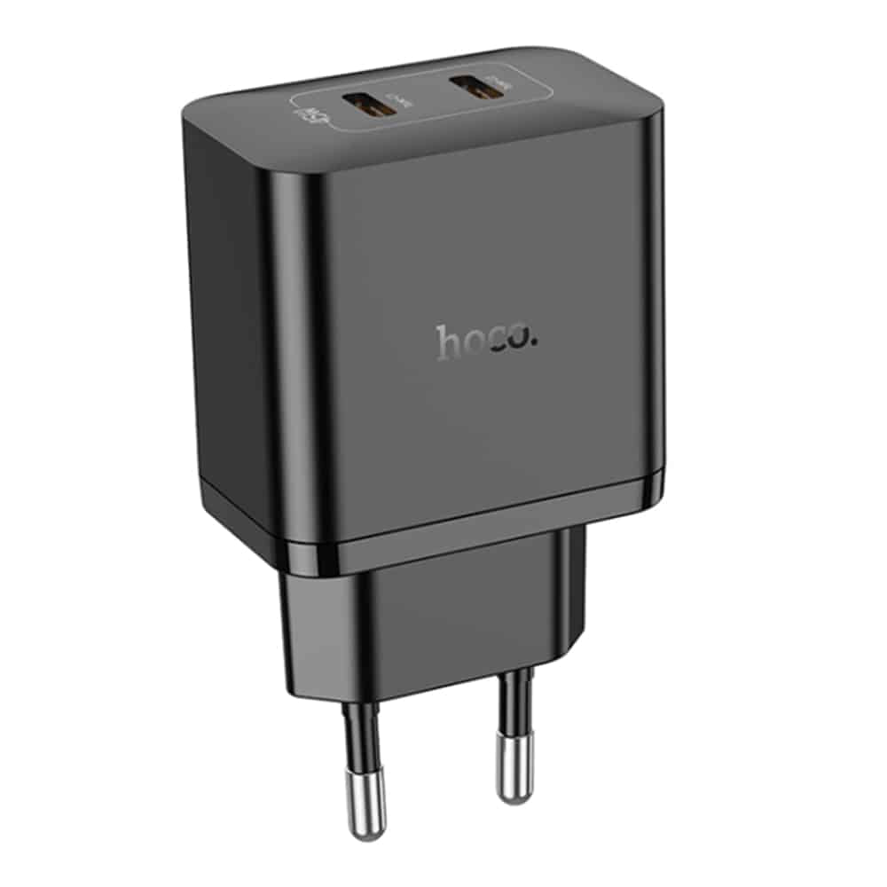 Hoco - Zidni punjač Streamer (N35) - Dual Port 2x Type-C PD45W - crni