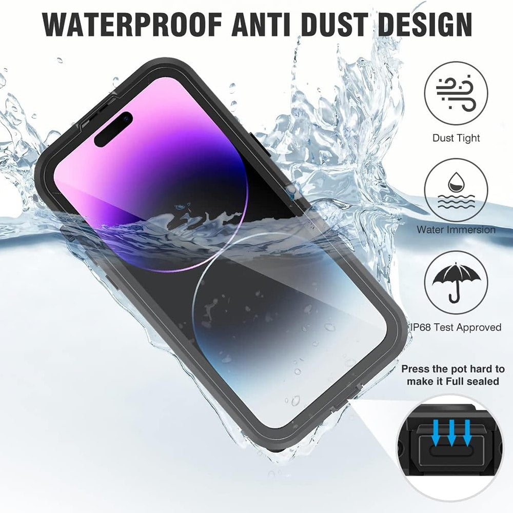 ShellBox – Vodootporna IP68 360° MagSafe maska za iPhone 14 Pro Max – Crna