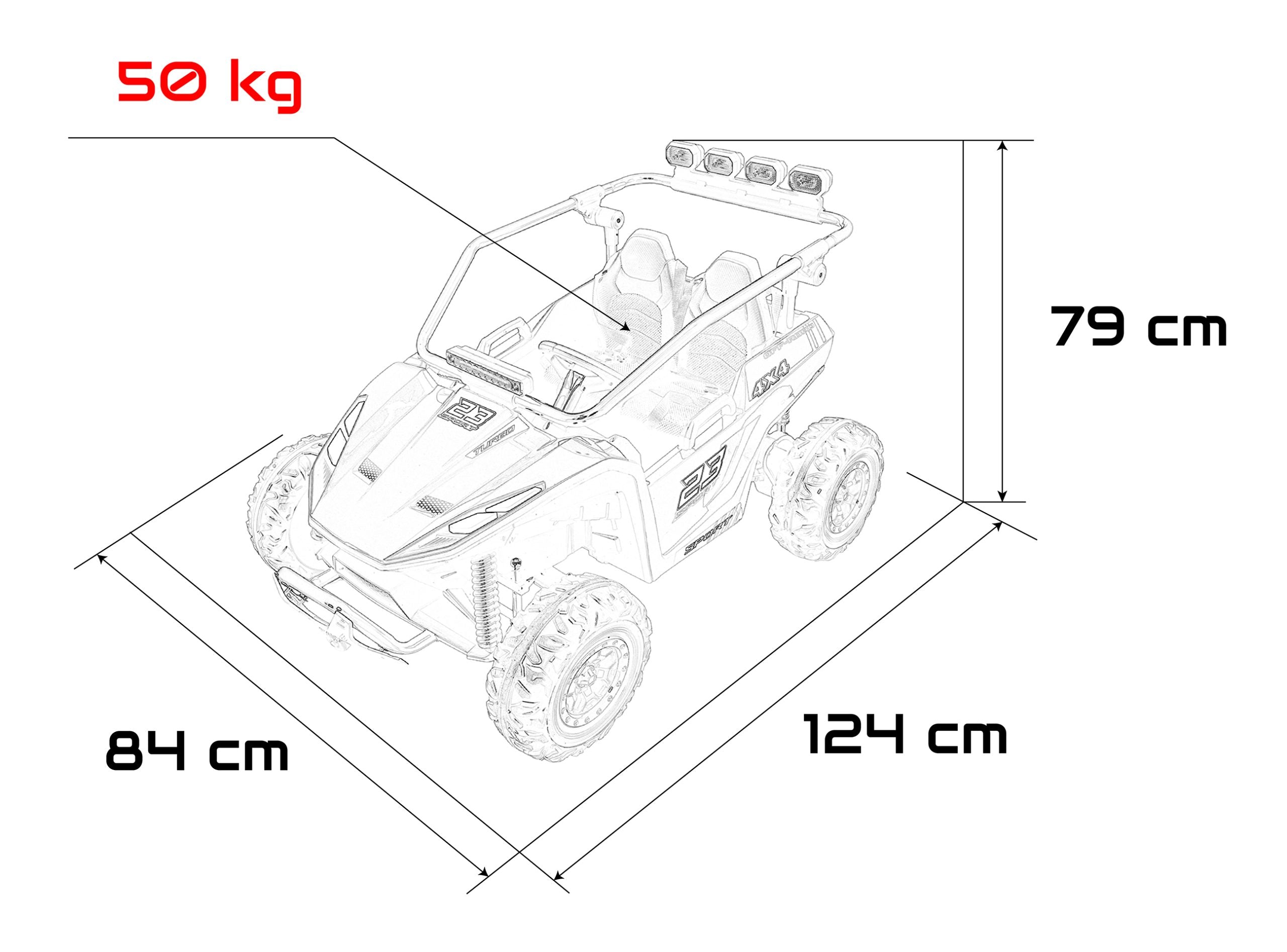 Buggy na akumulator 4x4 TURBO 23 - dvosjed - crni