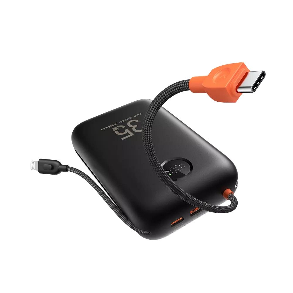 Powerbank Veger K3 PD QC3.0 35W 30000 mAh s ugrađenim Type-C / Lightning kabelima crne boje