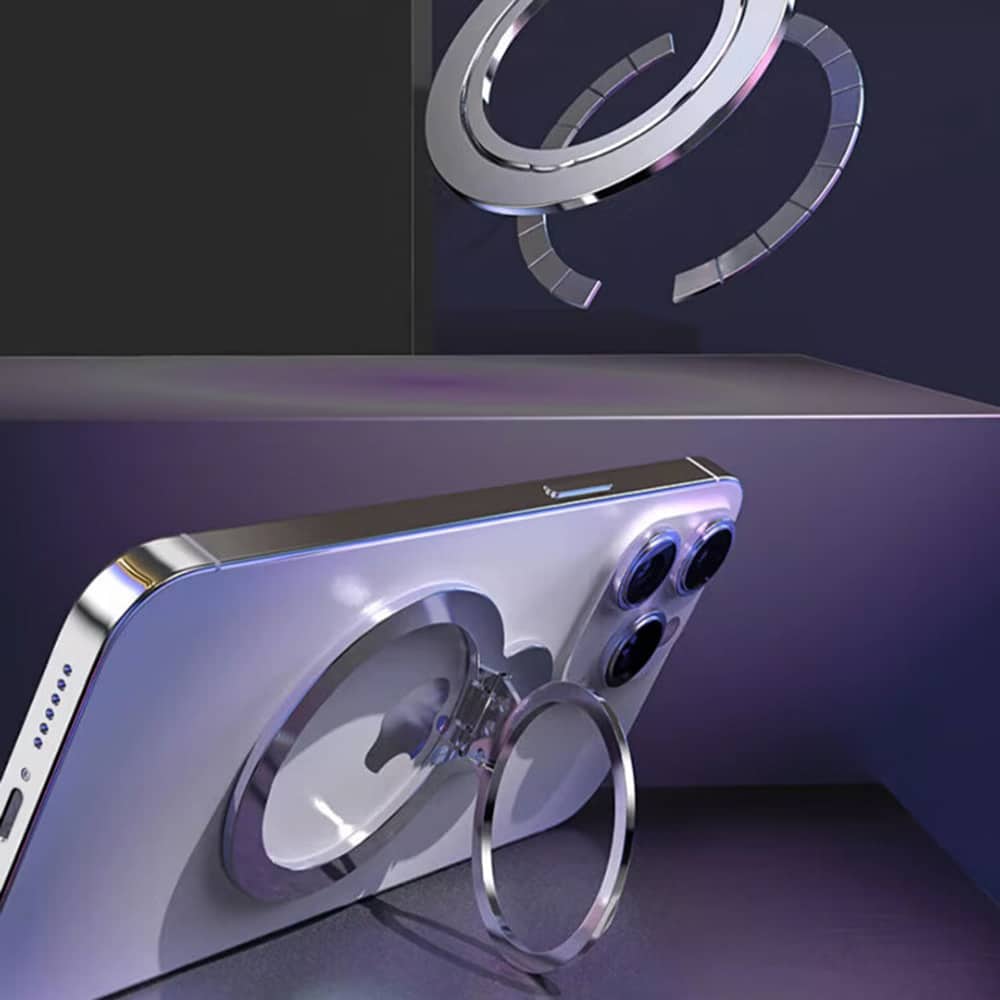 Techsuit - MagSafe telefonski prsten (MPR4) - Okrugli oblik- aluminijska legura - crni