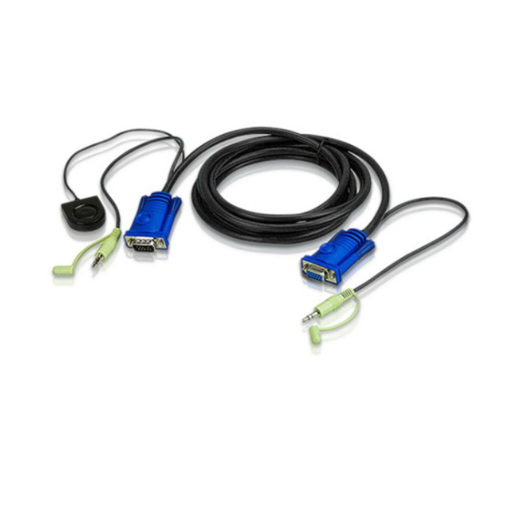ATEN 2L-5203B prilagodnik za video kabel 3 m VGA (D-Sub) + 3.5mm Crno