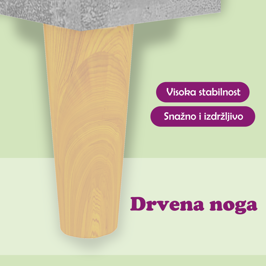 Noćni ormarić s drvenim nogama siva boja betona 40 x 30 x 50 cm