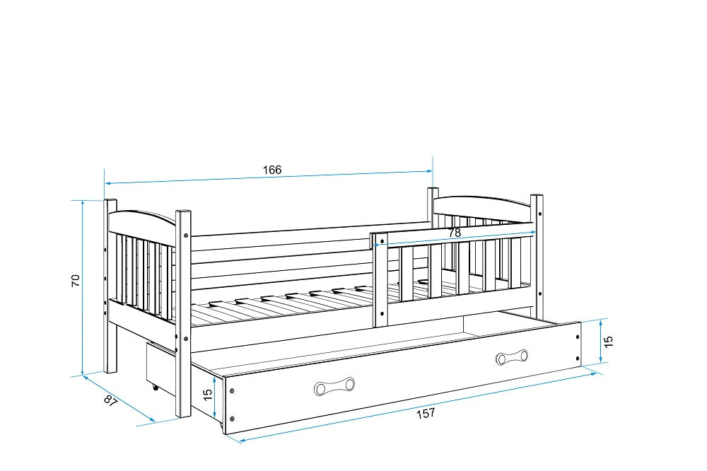 Krevet BMS Kubus + ladica 200x90 cm, PINE