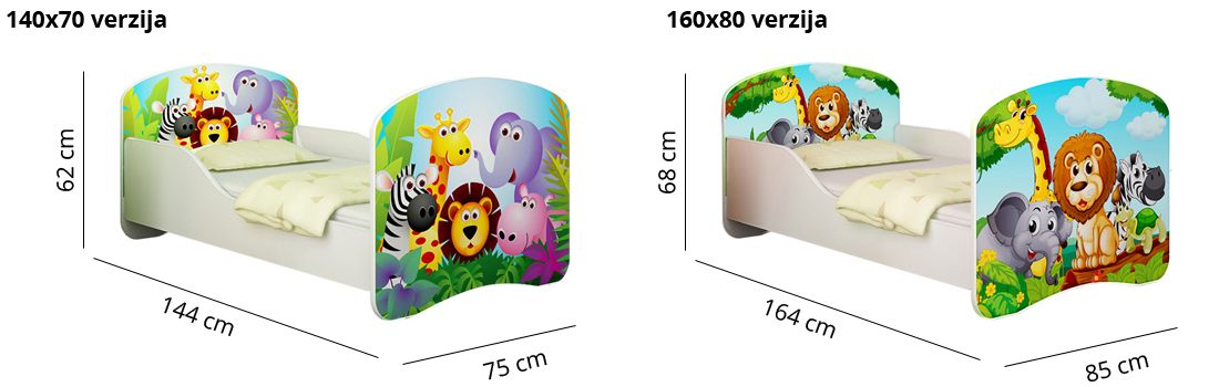 Dječji krevet ACMA s motivom + ladica 140x70 cm 26 Blue Elephant
