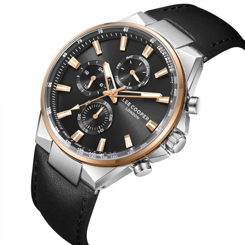RUČNI SAT LEE COOPER 8223 - Brojčanik crna, remen crna, kućište srebrna (551)