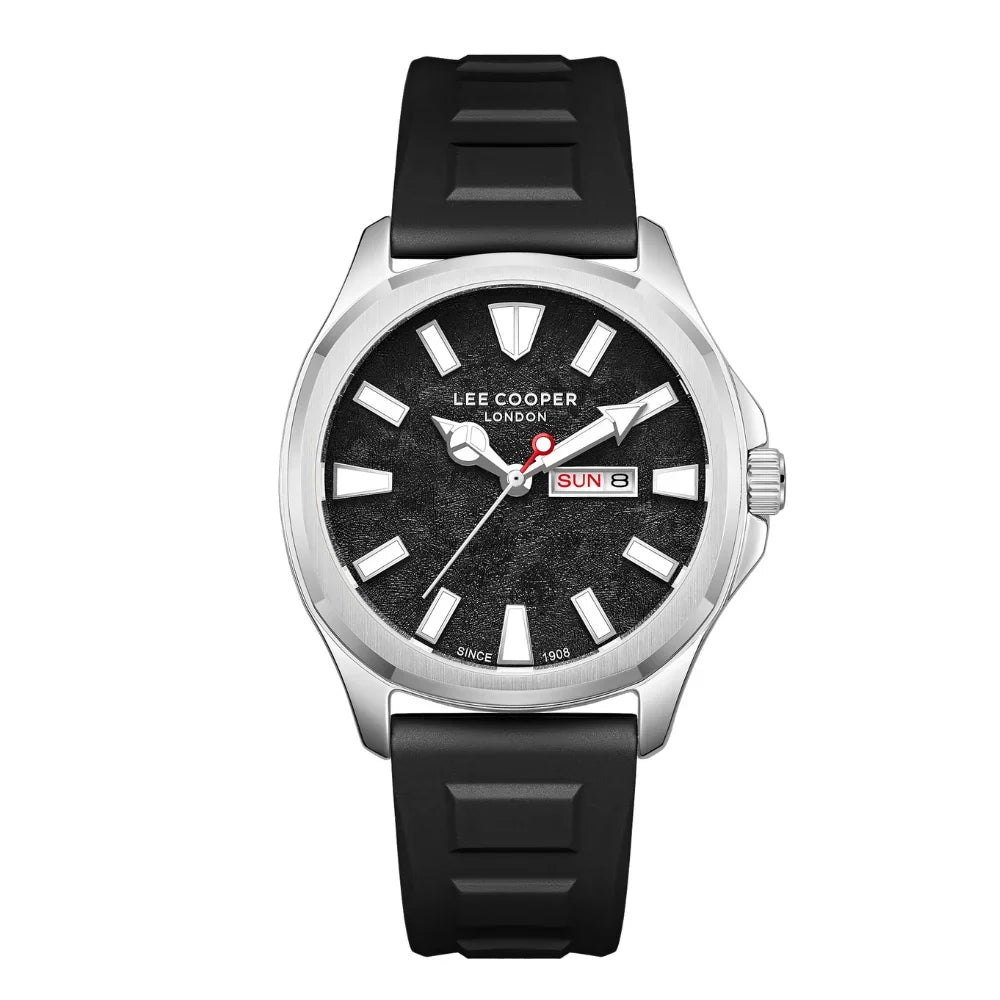 SET LEE COOPER 8364 - Brojčanik crna, remen dvobojna, kućište srebrna