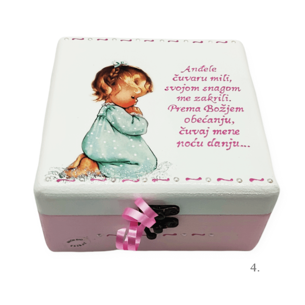 Unikatne kutije za krštenje, rođendan – Poklon koji čuva najposebnije uspomene djevojčica - 4. 16x16x10cm -165134